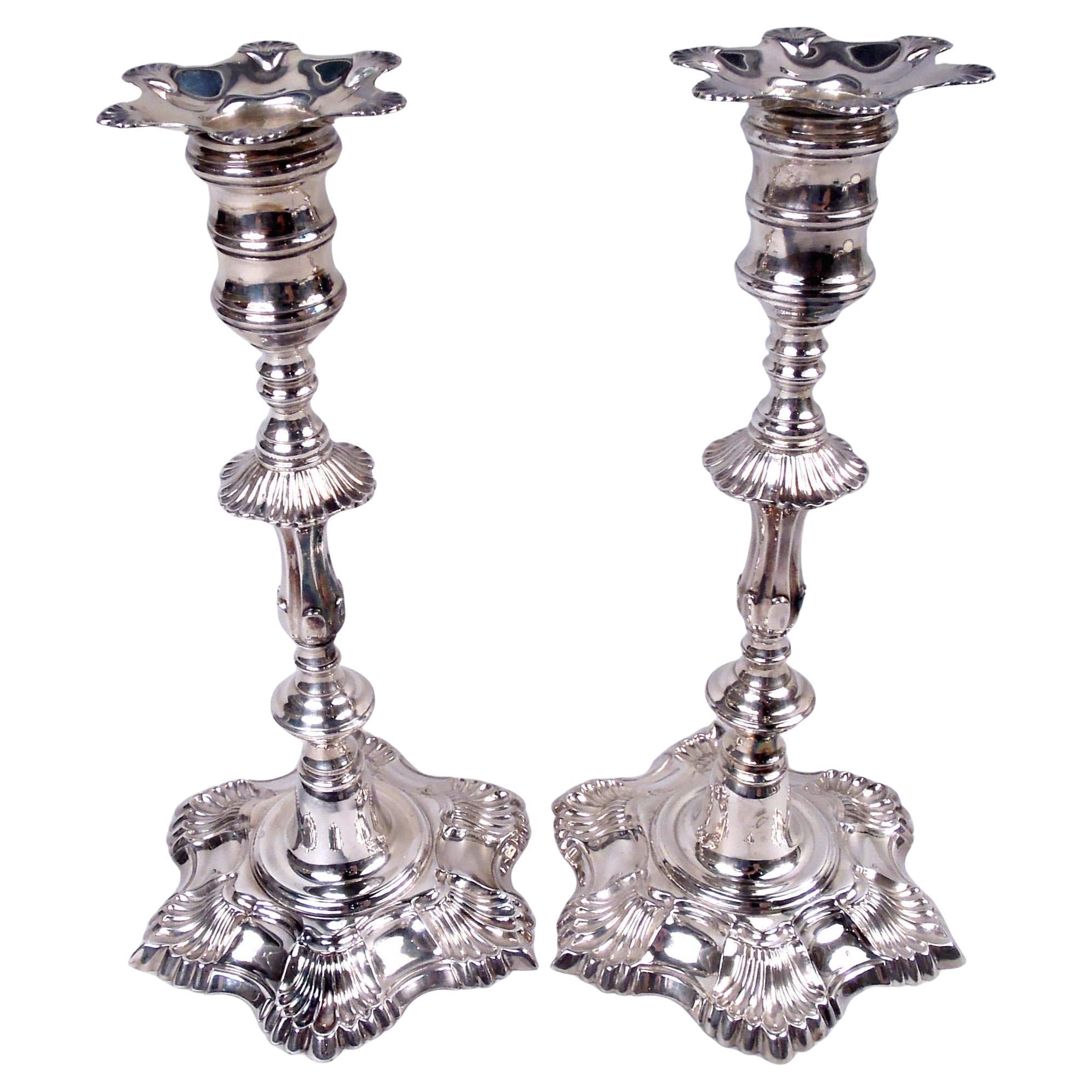 Bougeoirs en argent sterling de style colonial américain d'après Myers Silver en vente