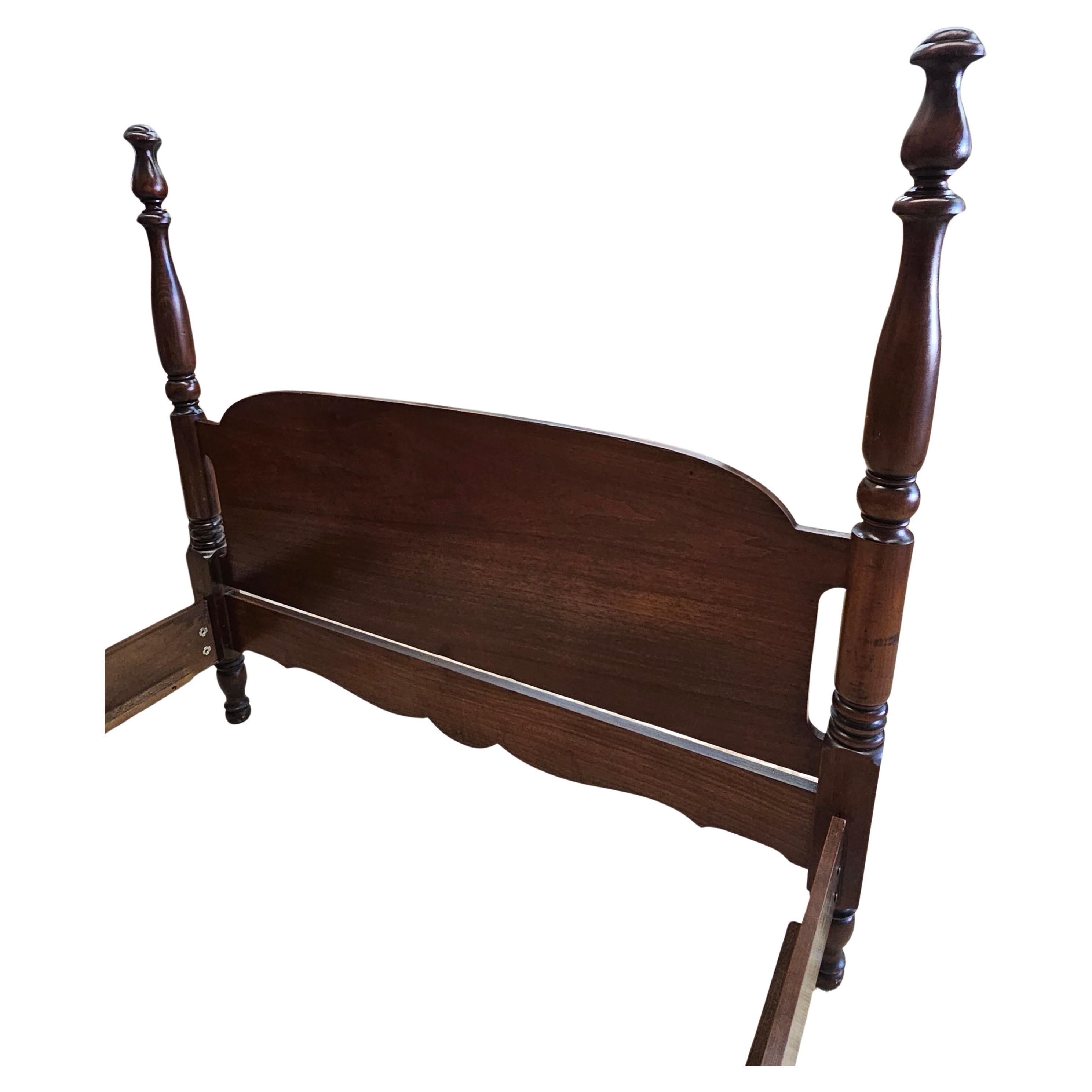 American Colonial Style Walnut Semi-Poster Full Size Bedframe. 
Measures 58 