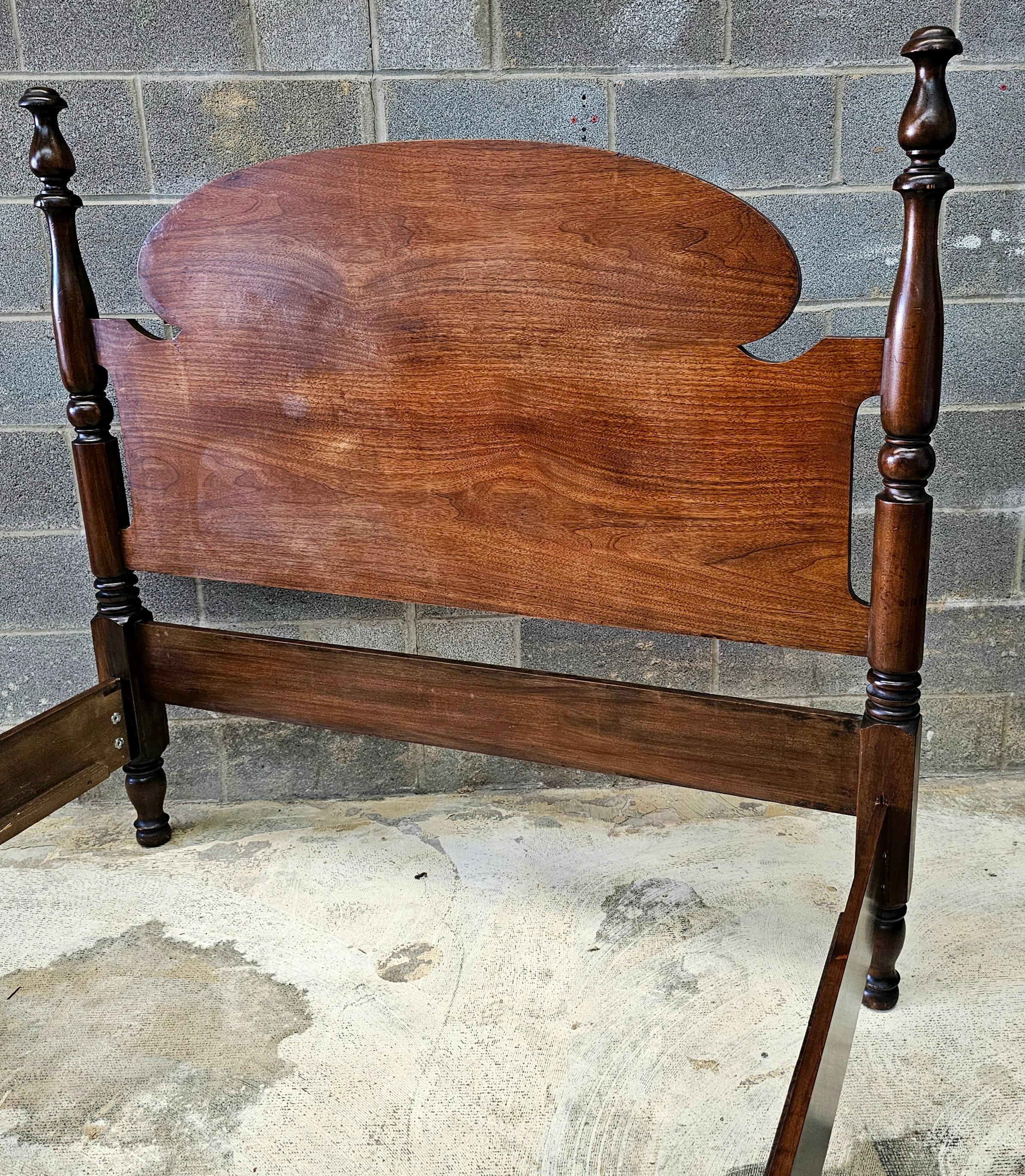 20th Century American Colonial Style Walnut Semi-Poster Full Size Bedframe For Sale