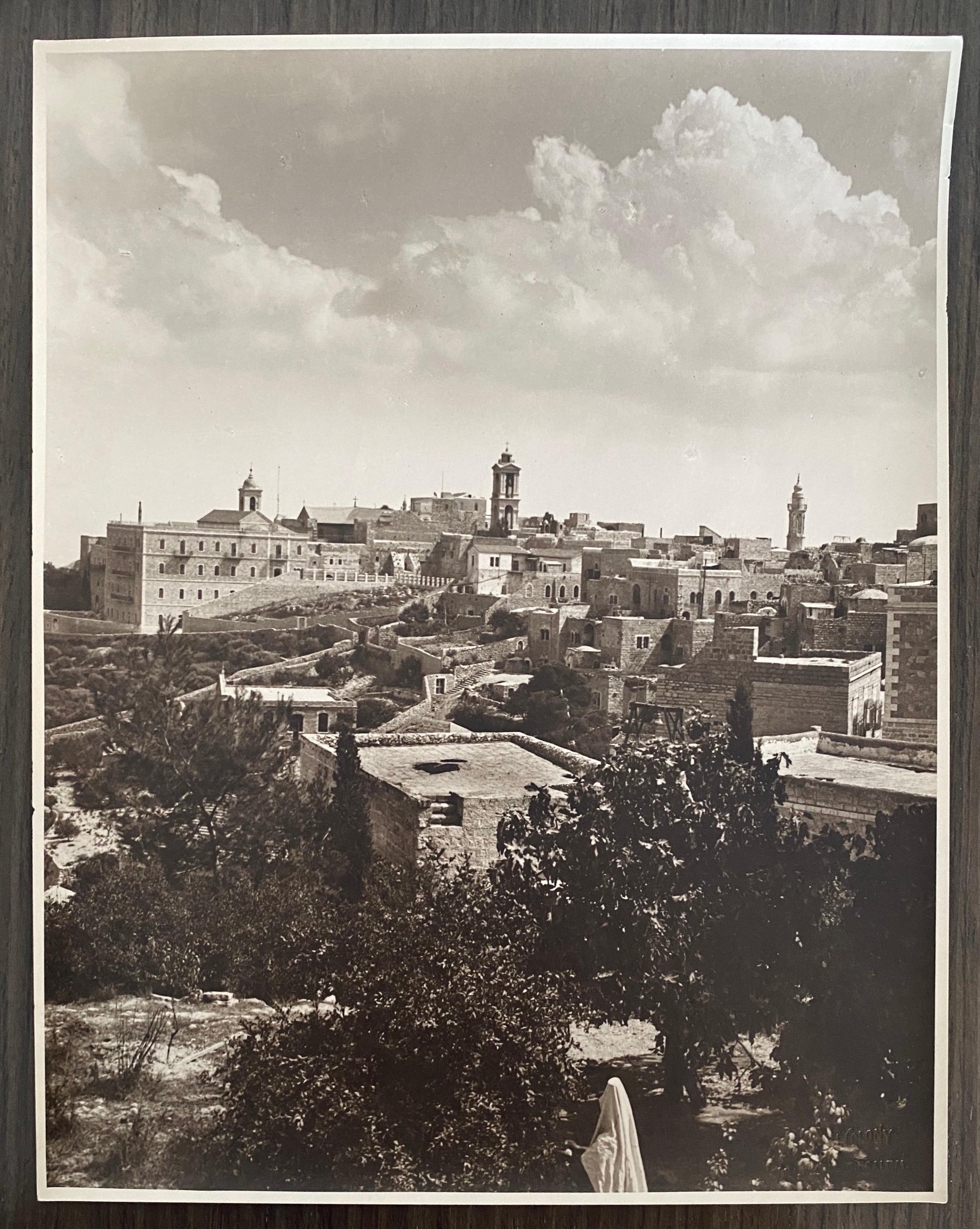 Grande photo albumen vintage de paysage de Jérusalem en vente 4