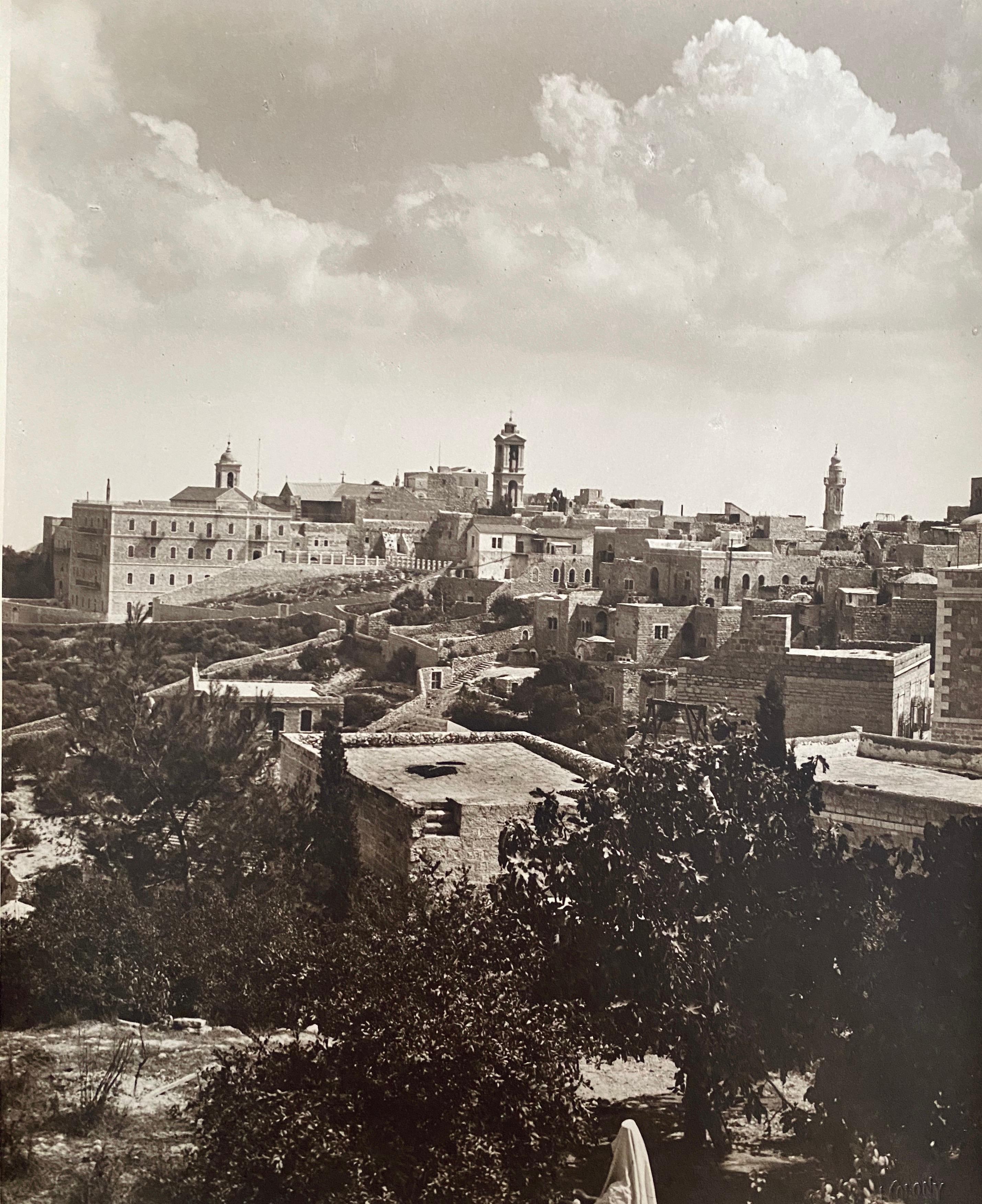 Black and White Photograph American Colony Jerusalem - Grande photo albumen vintage de paysage de Jérusalem