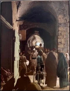 Vintage Large Albumen Photo Jerusalem Photograph American Colony Old City Market