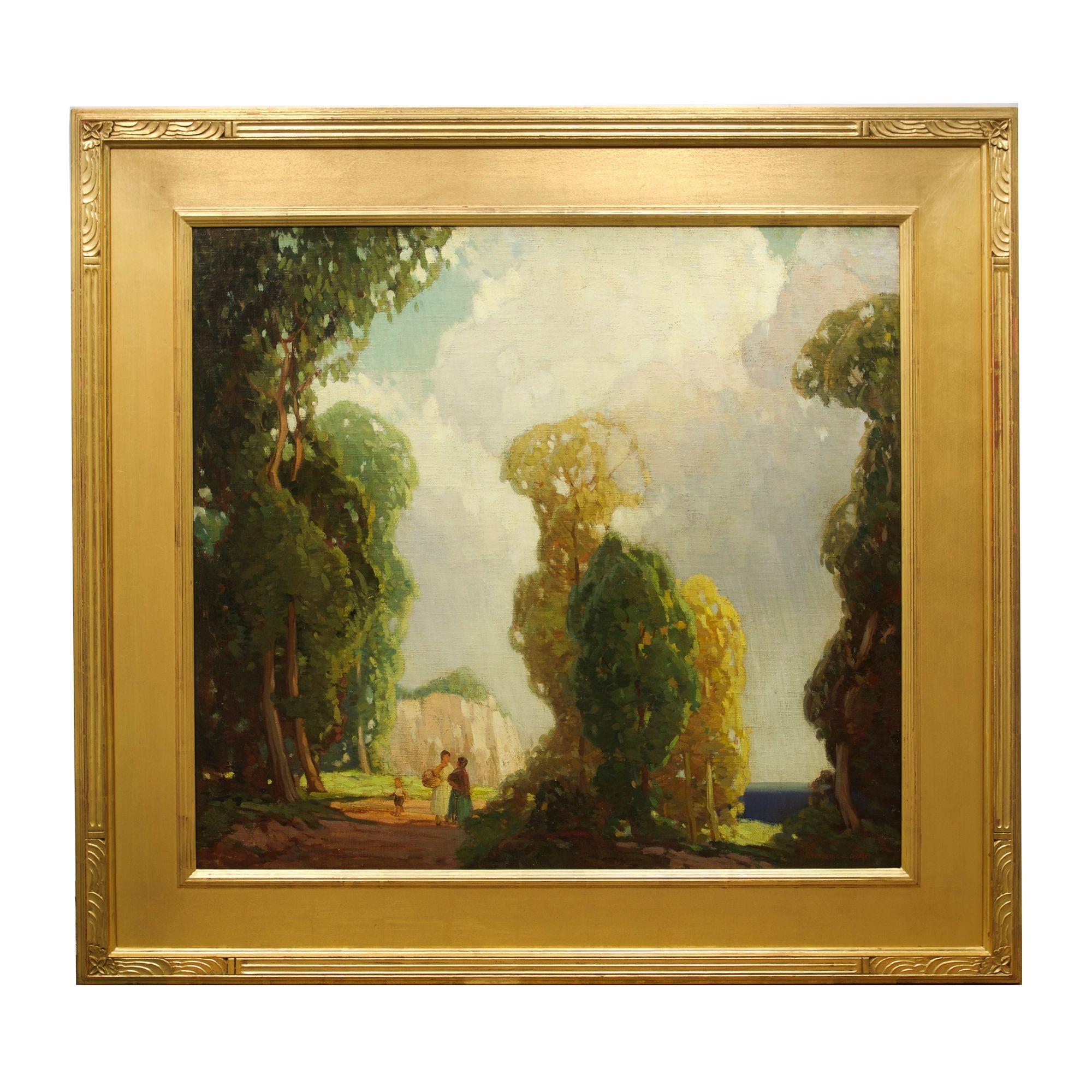 American Colorist Landscape Painting “Lake Shore” by Frederic M. Grant In Good Condition For Sale In Shippensburg, PA