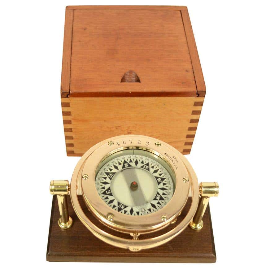 Antique Nautical Compass With Box - For Sale on 1stDibs | azimuth ...