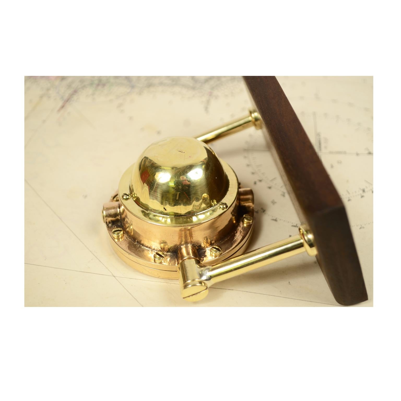 American Compass from the Early 1900s Made of Brass Mounted on a Walnut Board 1