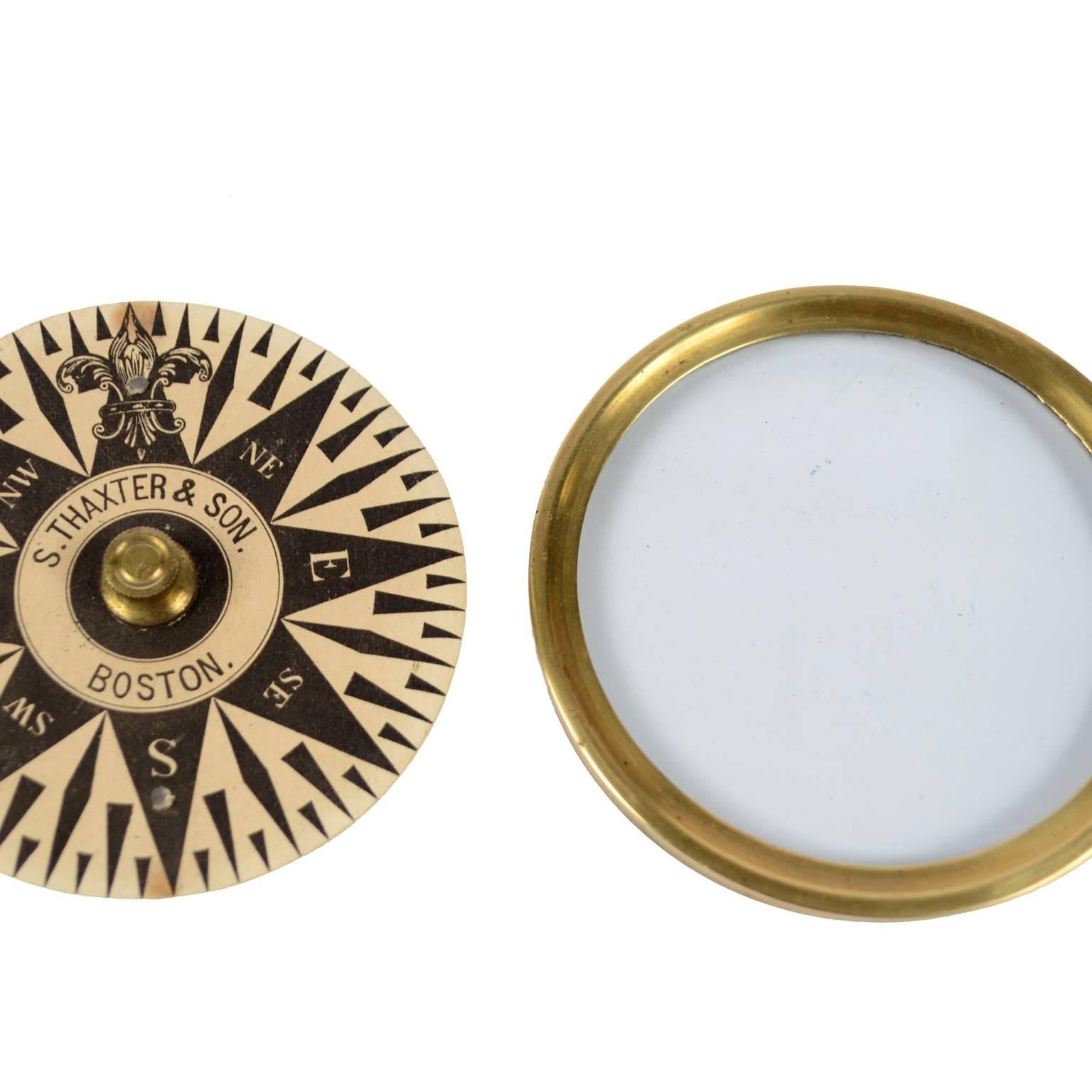 American Compass Placed in Its Original Box of Turned Brass 1