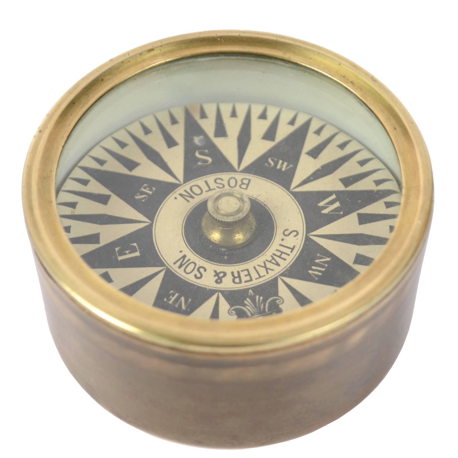 American Compass Placed in Its Original Box of Turned Brass