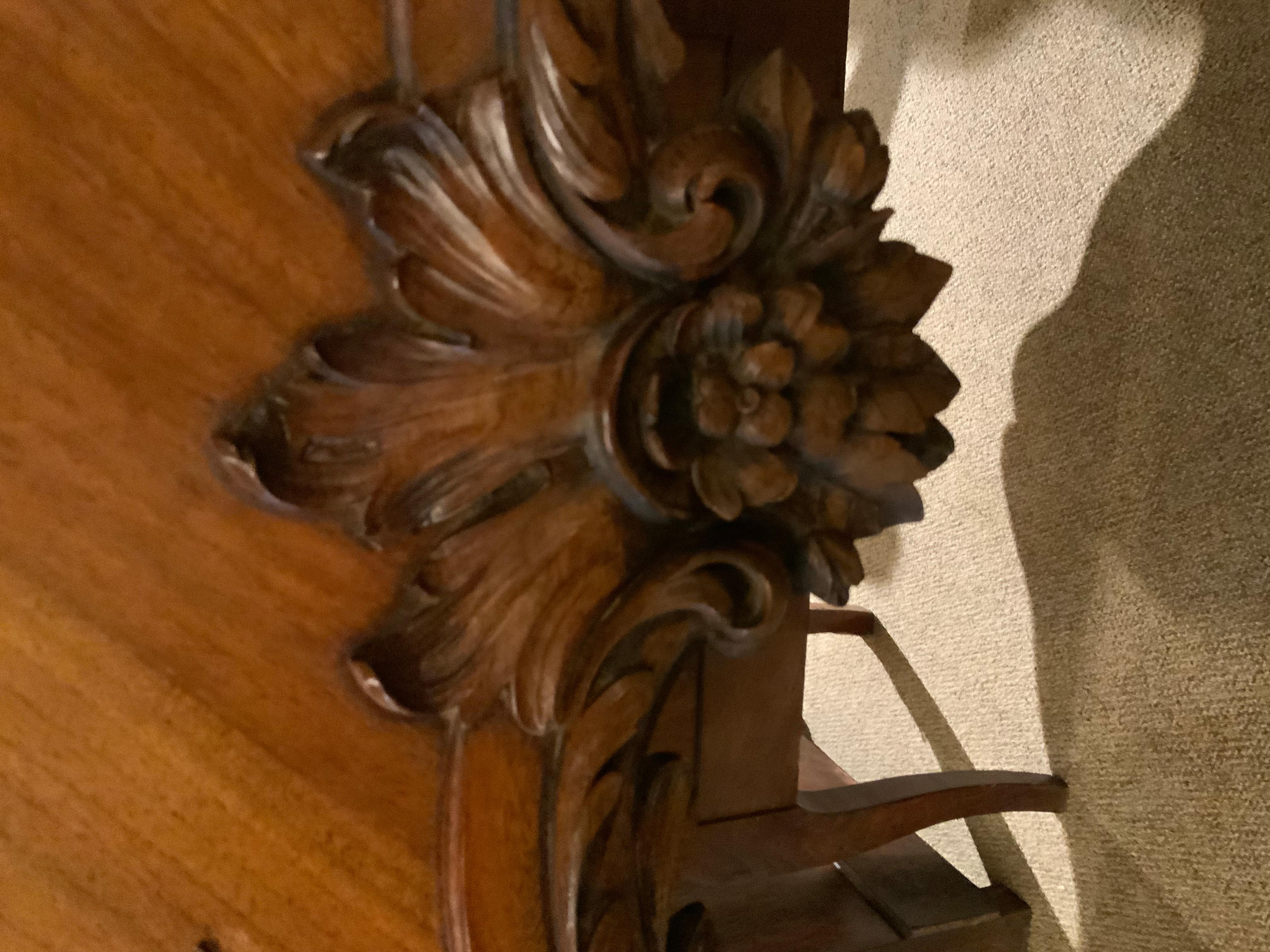 American console with green marble top, rosewood in transitional style For Sale 1