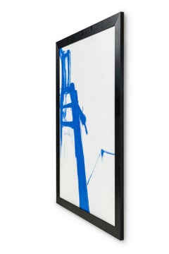 American Contemporary Abstract Expressionist Style Blue and White Painting