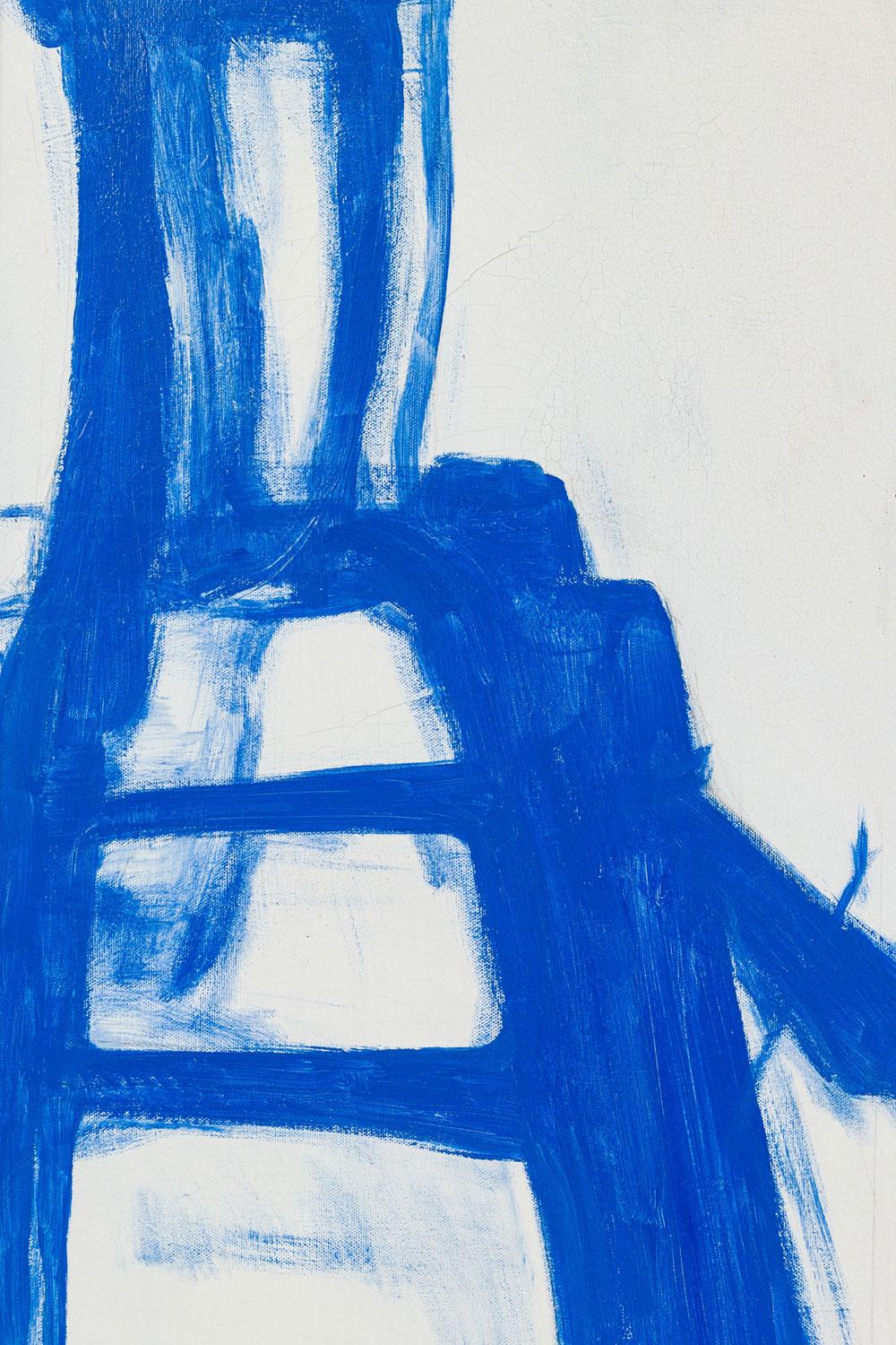 Amerikanische Zeitgenössische Abstrakte Expressionistische Malerei in Blau und Weiß (amerikanisch) im Angebot