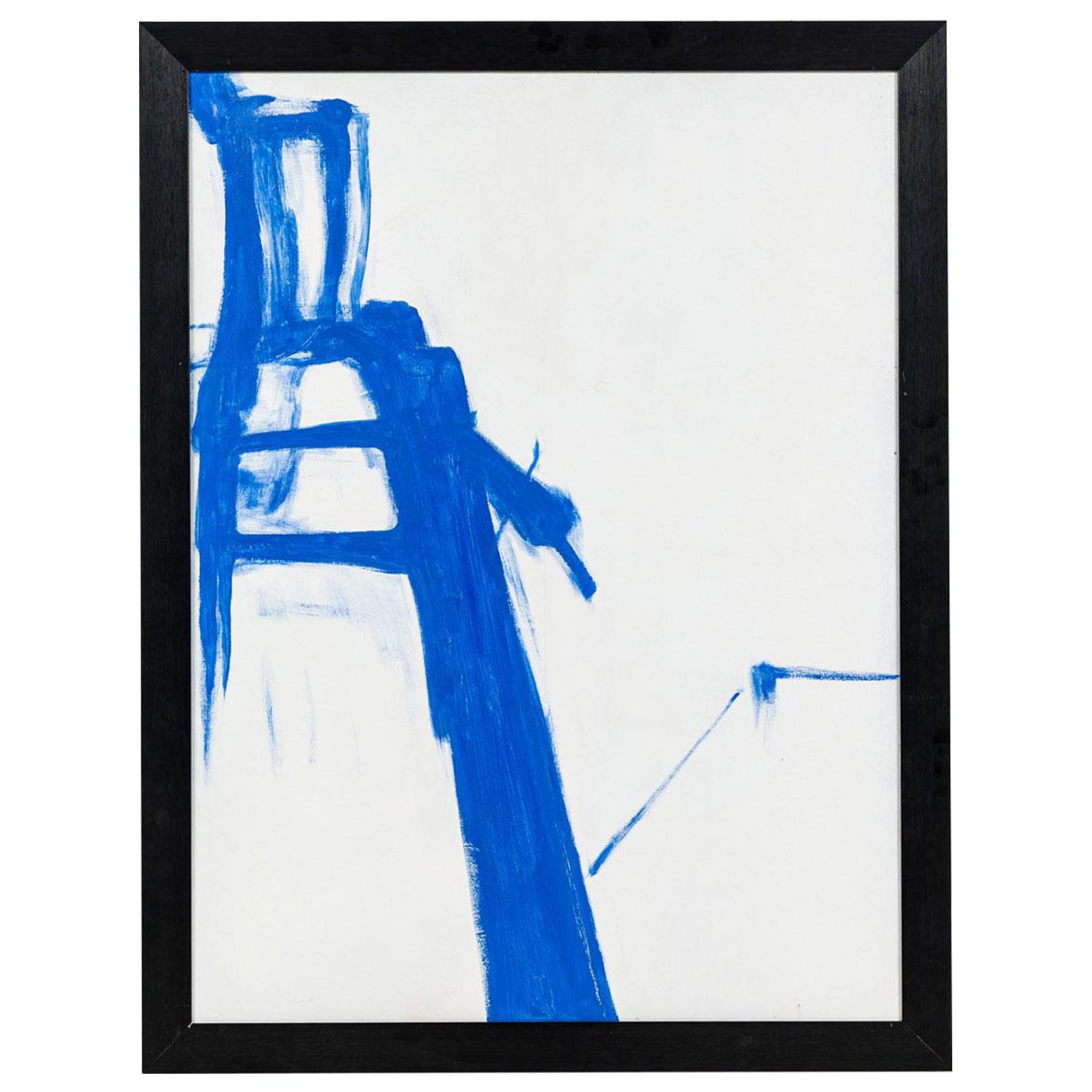 American Contemporary Abstract Expressionist Style Blue and White Painting