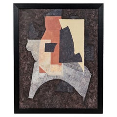 American Contemporary Abstract Multicolored Collage Style Painting