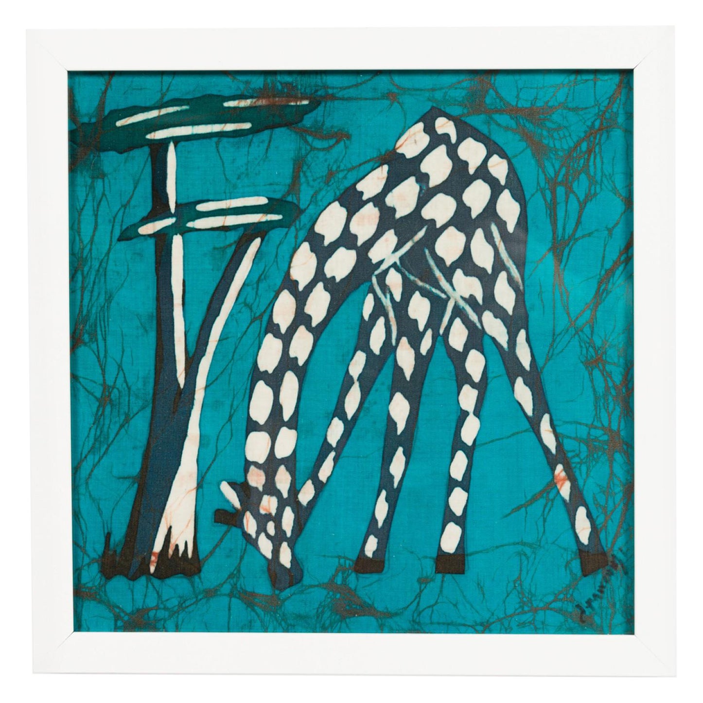 American Contemporary Abstract Painting of a Black and White Polka Dot Giraffe