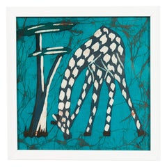 American Contemporary Abstract Painting of a Black and White Polka Dot Giraffe