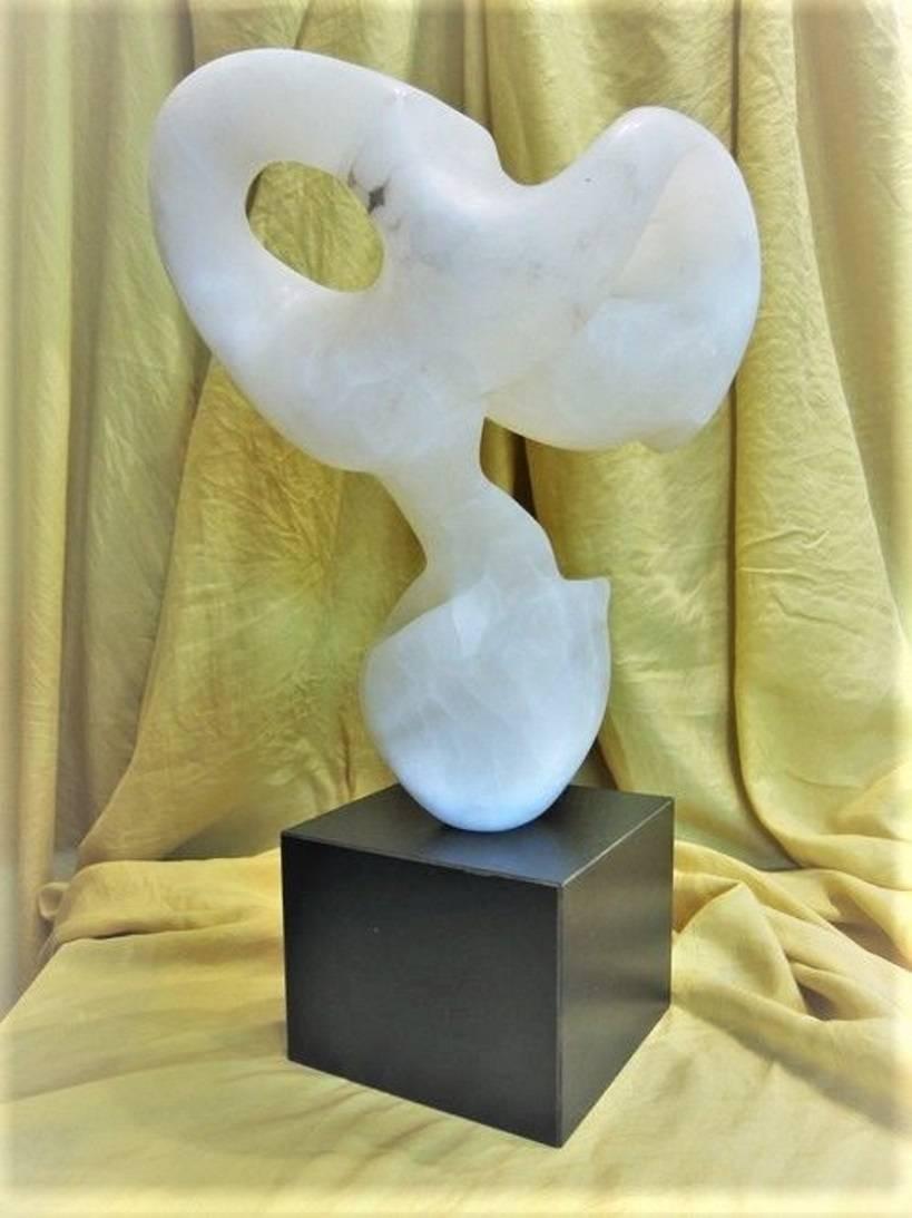 This very unusual alabaster abstract sculpture is a quintessential example of the American figurative arts in the 1970s, but will definitely be a great addition to any stylish interior of today.