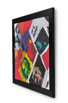 American Contemporary Acrylic on Canvas Collage of Faces