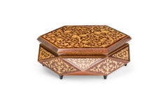 Joyero Geométrico Redondo Contemporáneo Americano Beige y Marrón