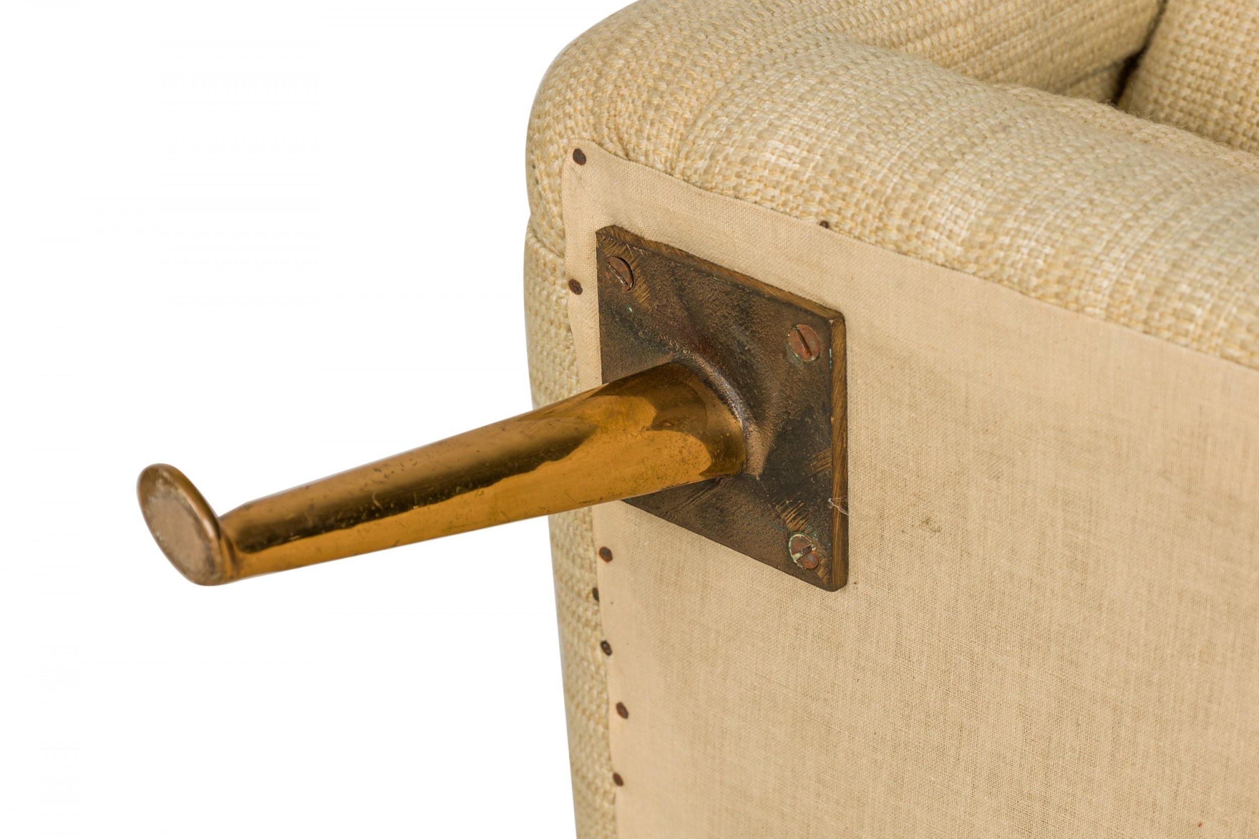 American Contemporary Beige Fabric Upholstered Bronze Leg Lounge / Armchair im Angebot 4