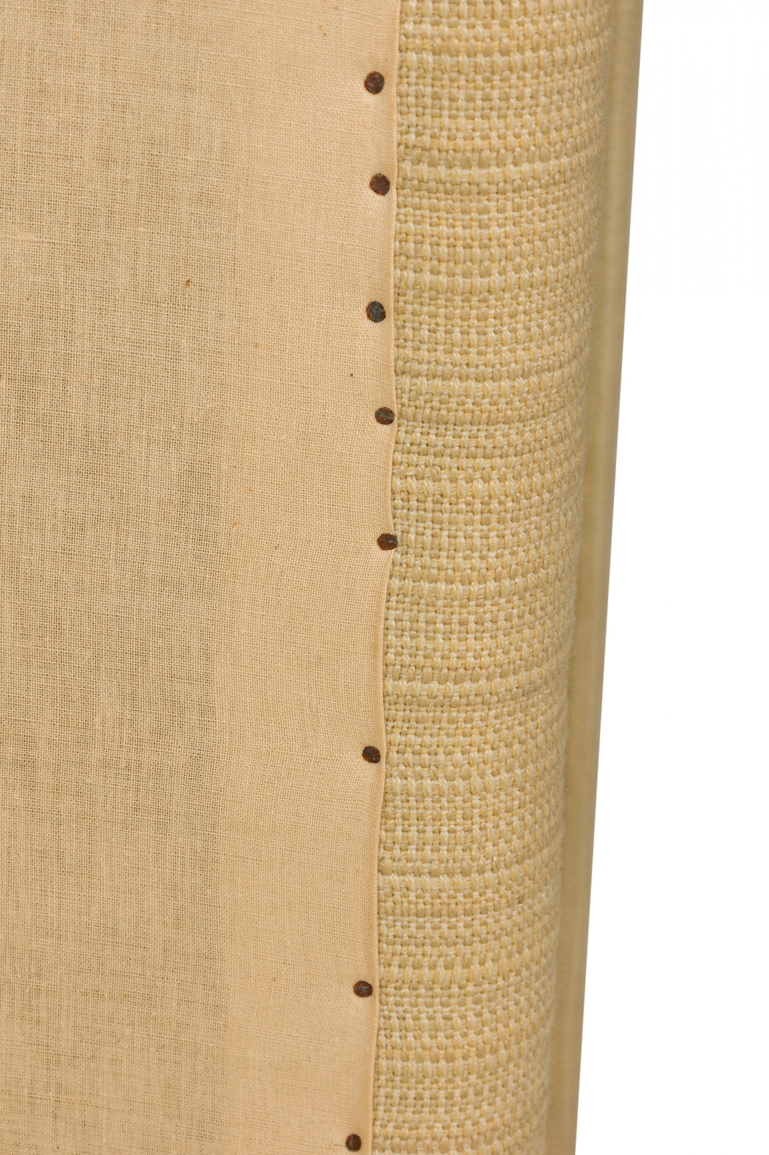 American Contemporary Beige Fabric Upholstered Bronze Leg Lounge / Armchair im Angebot 5