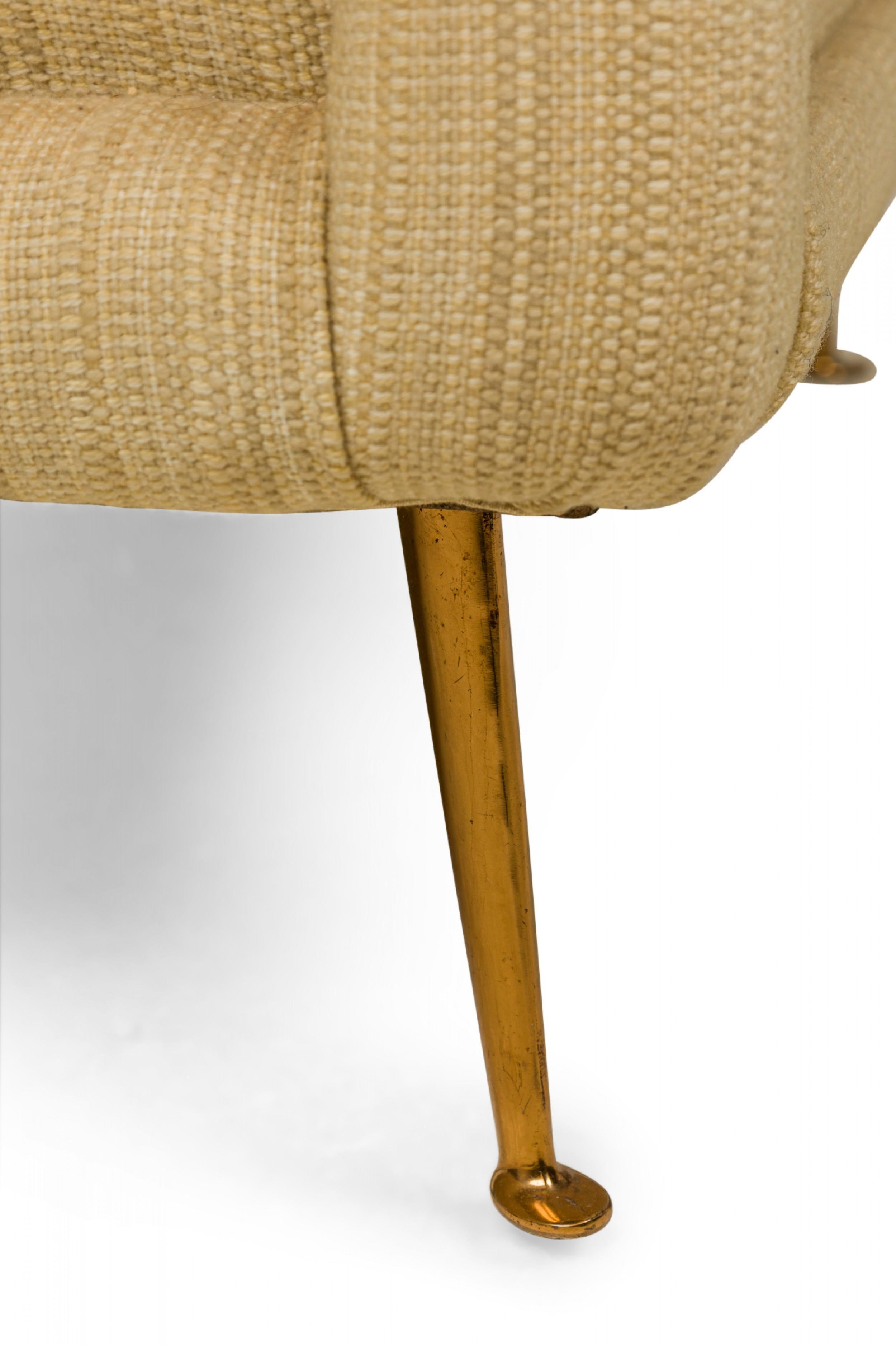 American Contemporary Beige Fabric Upholstered Bronze Leg Lounge / Armchair im Angebot 1