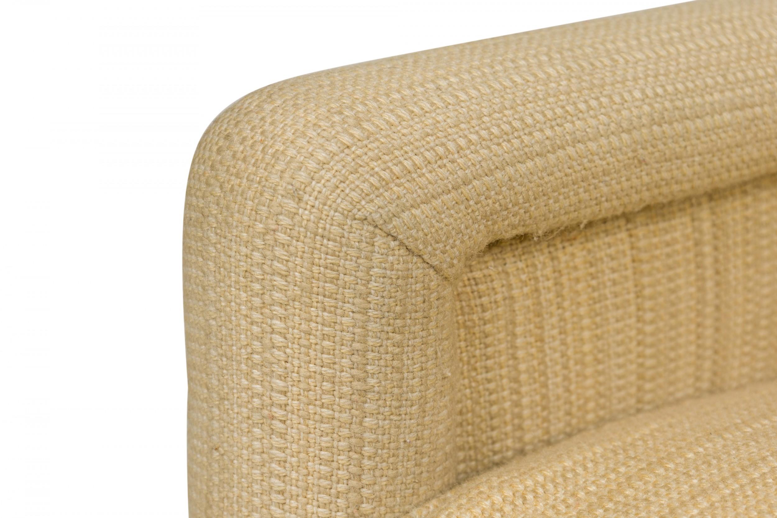 American Contemporary Beige Fabric Upholstered Bronze Leg Lounge / Armchair im Angebot 2