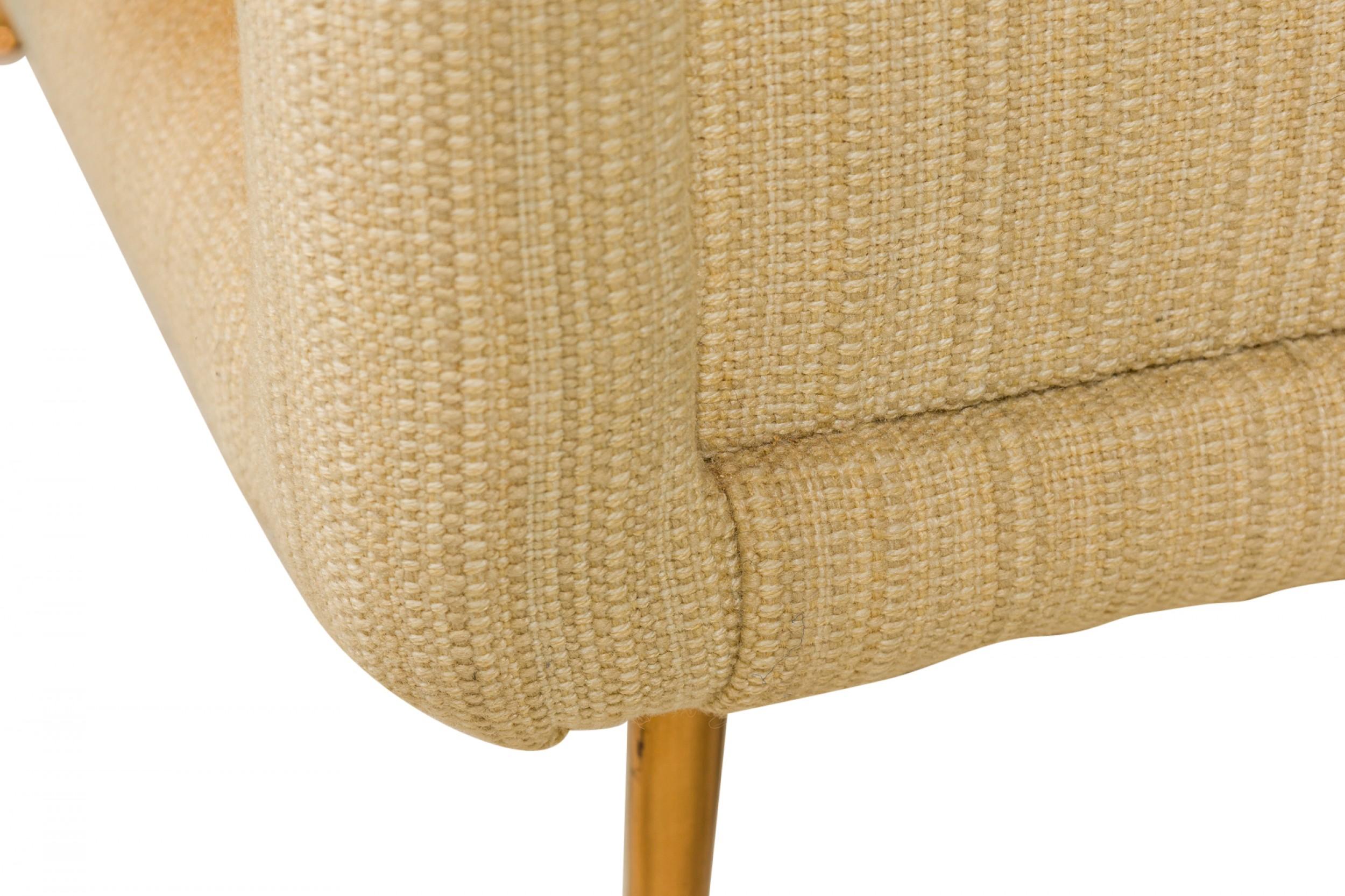 American Contemporary Beige Fabric Upholstered Bronze Leg Lounge / Armchair im Angebot 3
