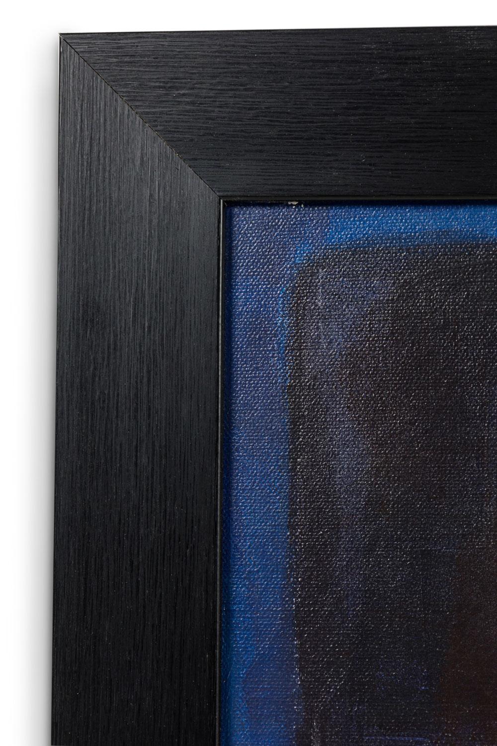 American Contemporary Schwarz, Blau und Lila Gerahmt Abstrakt Auf Leinwand (Moderne) im Angebot