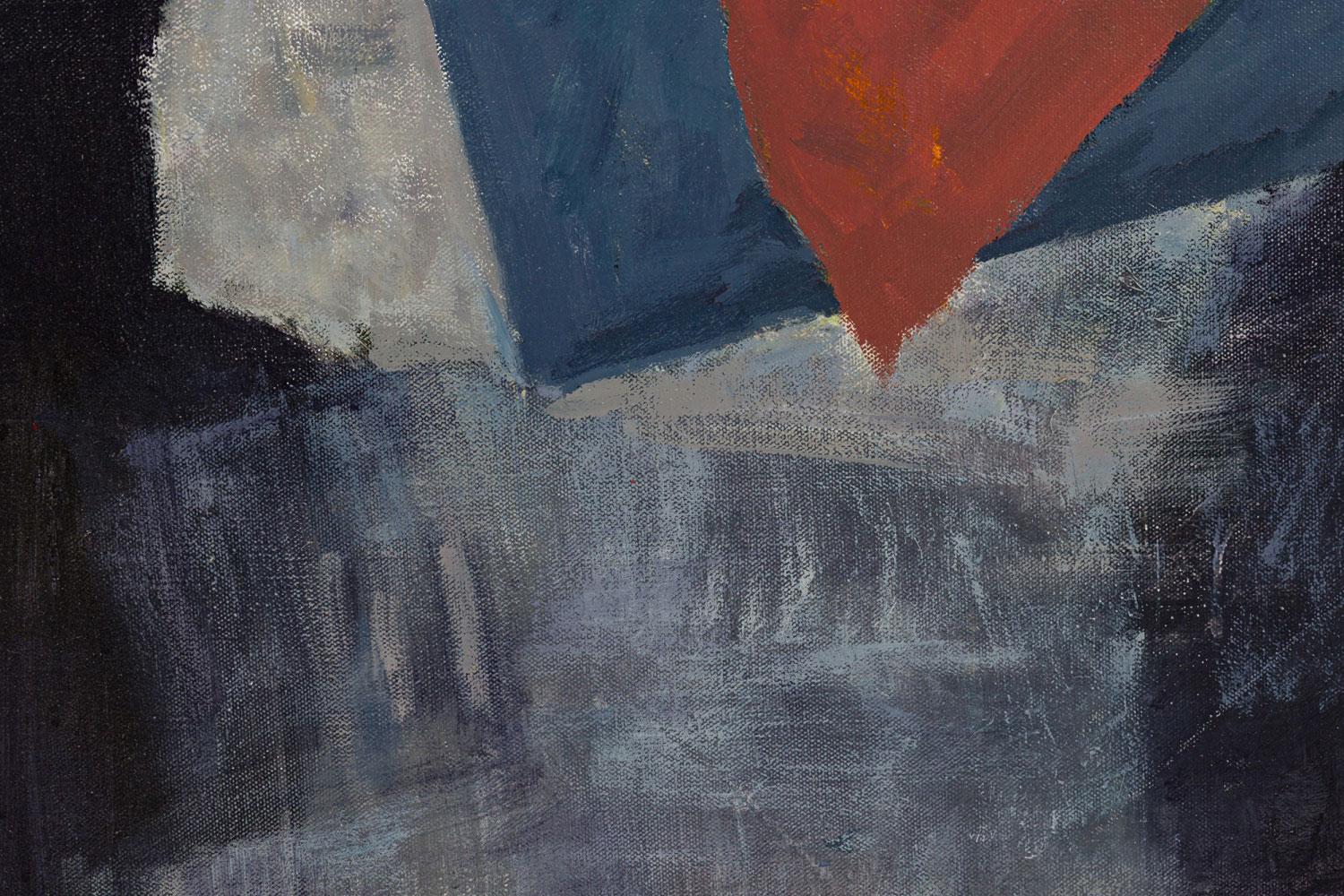 Peinture contemporaine américaine d'expressionnisme abstrait bleu et orange Bon état - En vente à Queens, NY