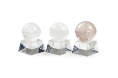 American Contemporary Crystal Orbs with a Base