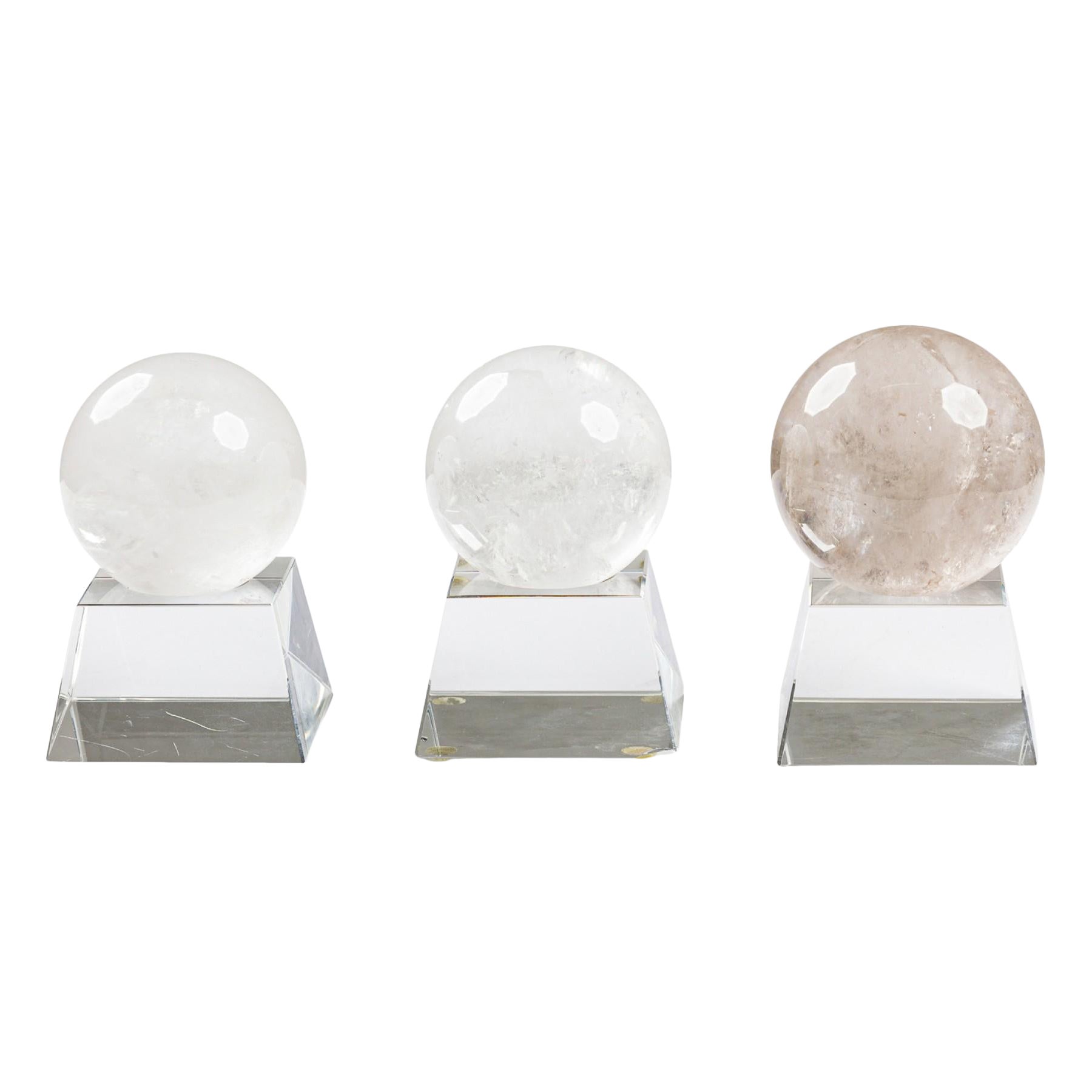 American Contemporary Crystal Orbs with a Base For Sale