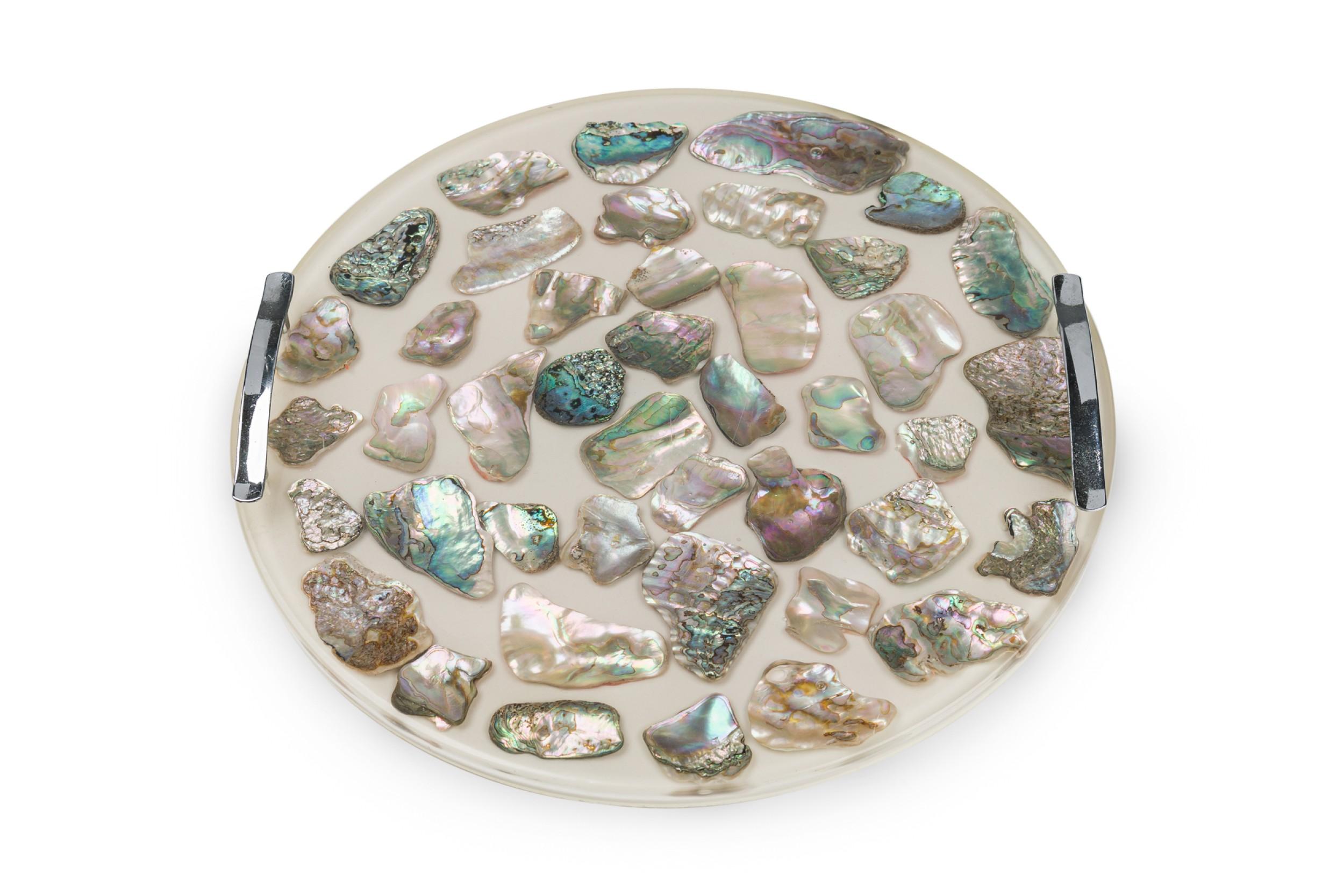 American Contemporary Lucite and Abalone Tray (Moderne) im Angebot