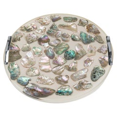 American Contemporary Lucite and Abalone Tray