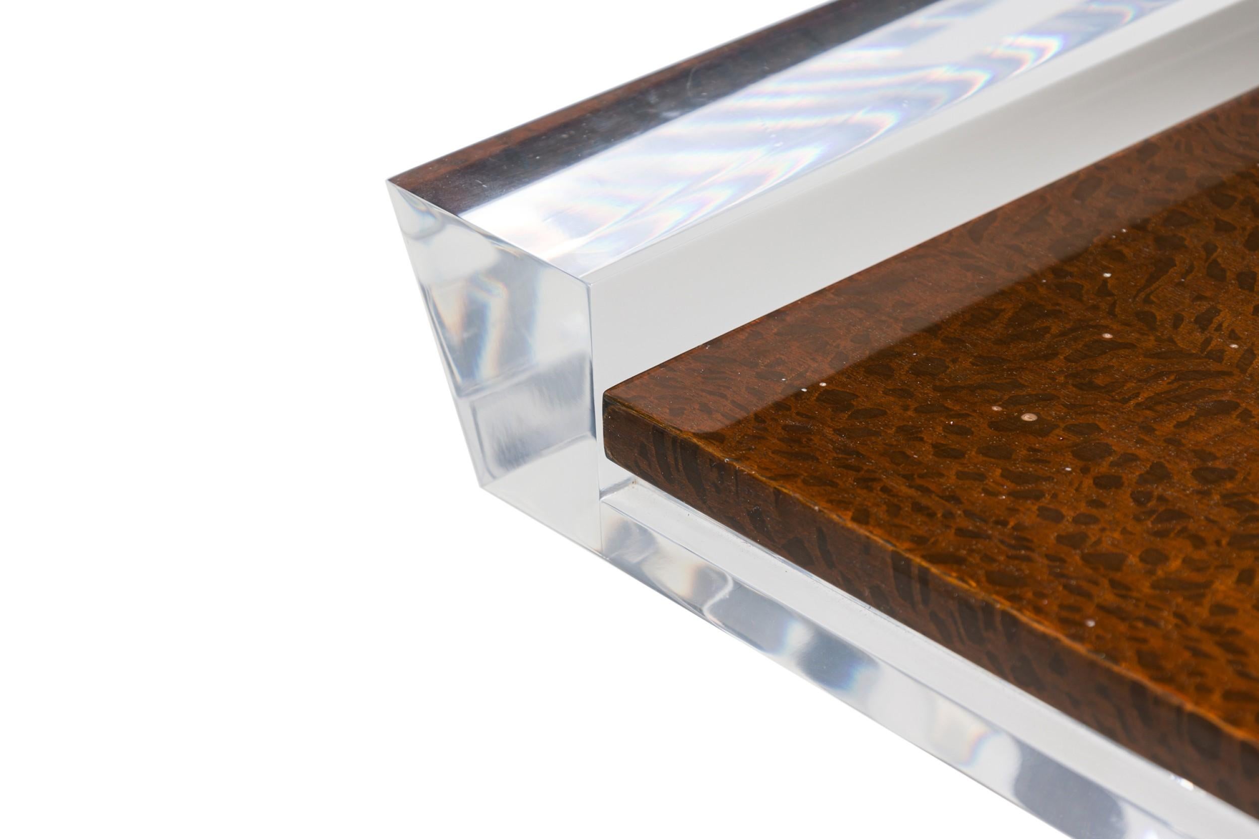 American Contemporary Lucite Console Table with Glass Top For Sale 4