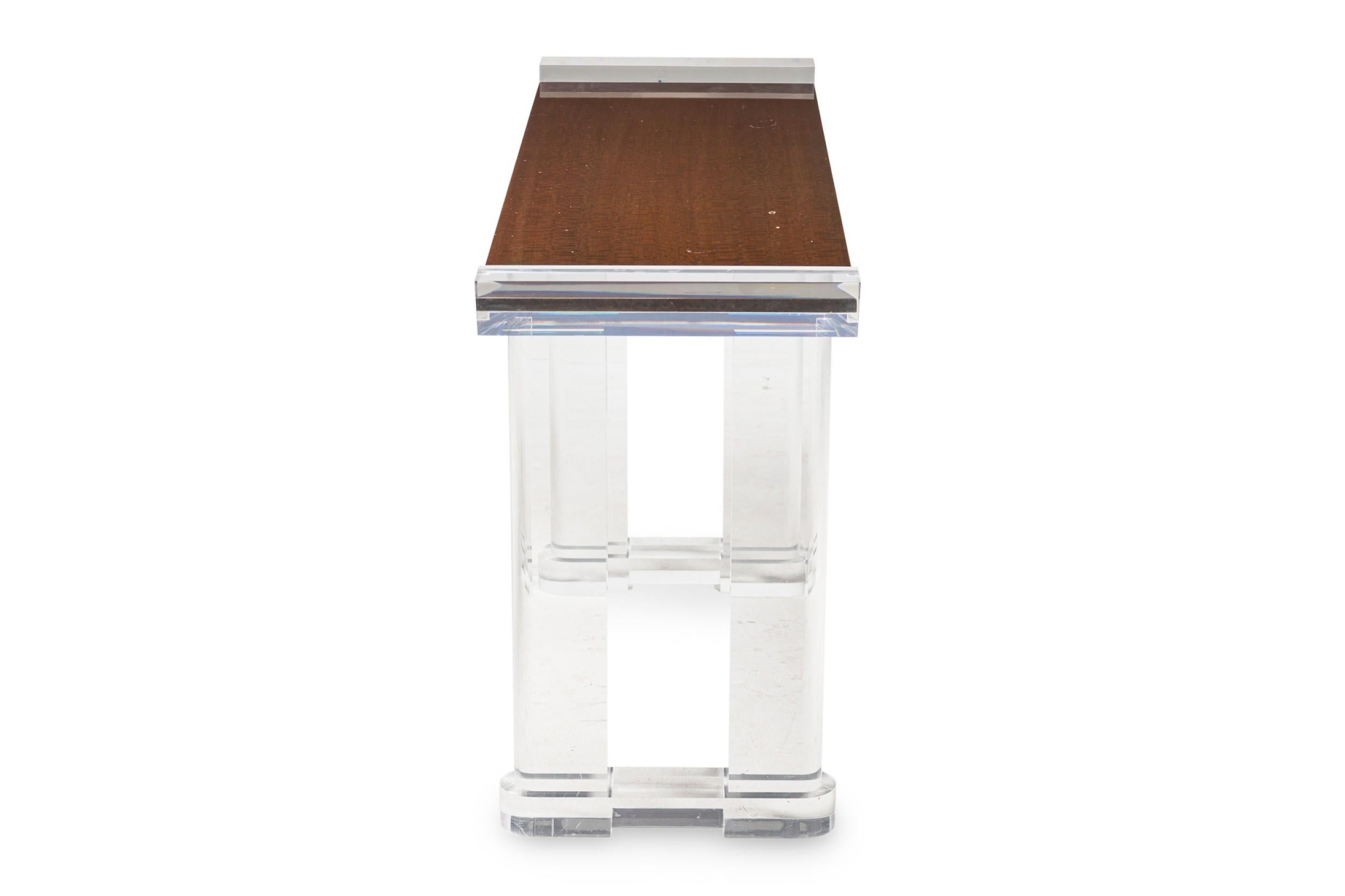 Modern American Contemporary Lucite Console Table with Glass Top For Sale