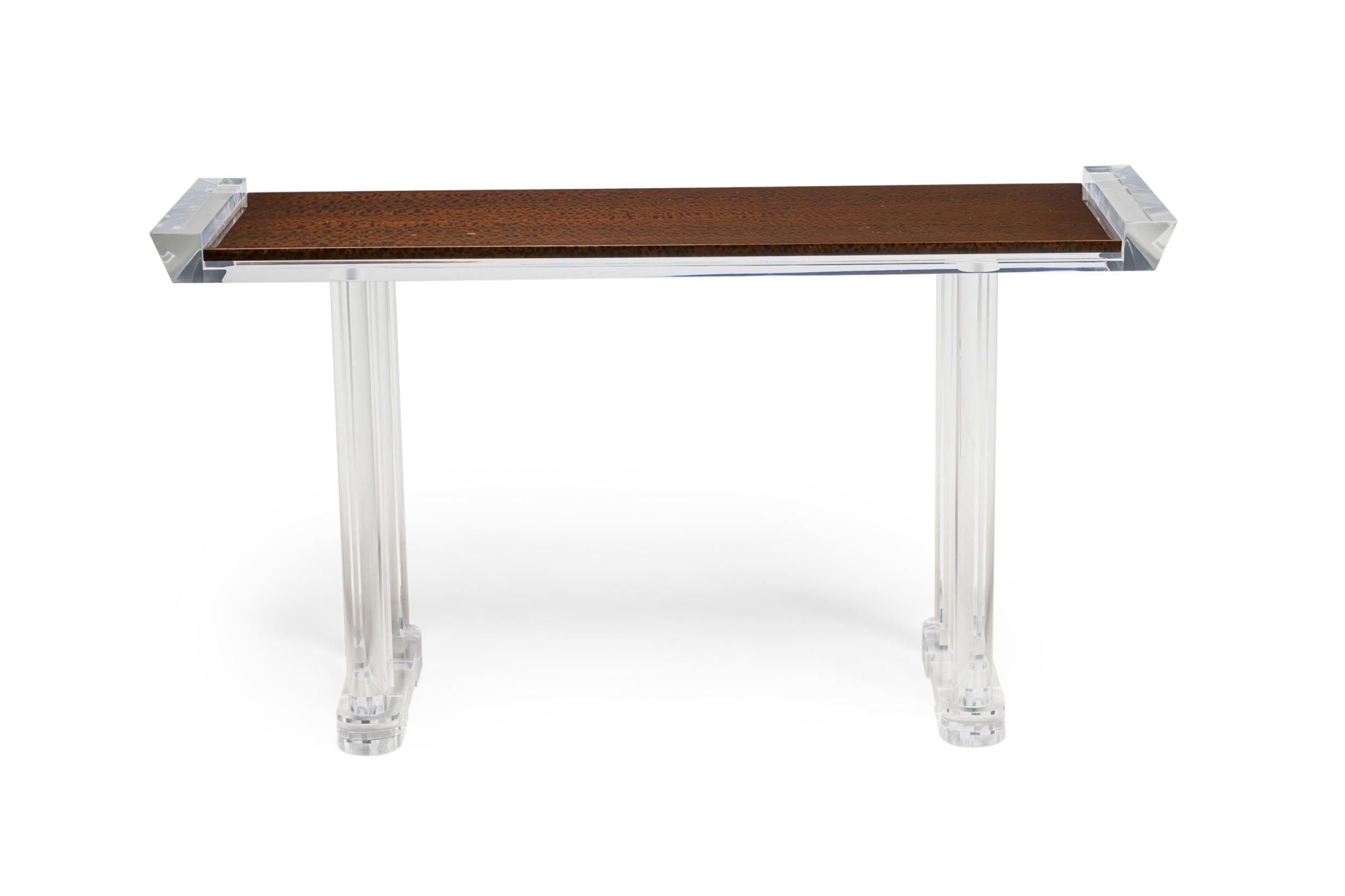 American Contemporary Lucite Console Table with Glass Top In Good Condition For Sale In Queens, NY