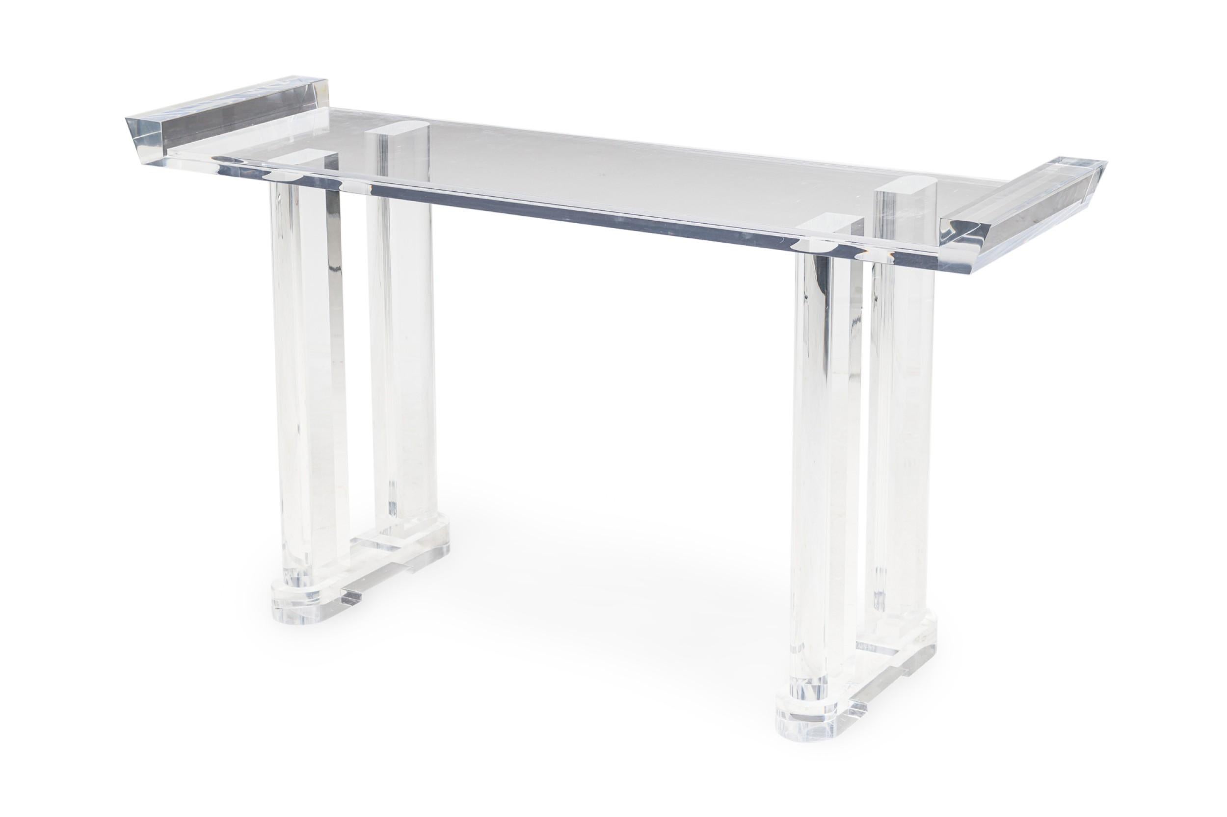20th Century American Contemporary Lucite Console Table with Glass Top For Sale