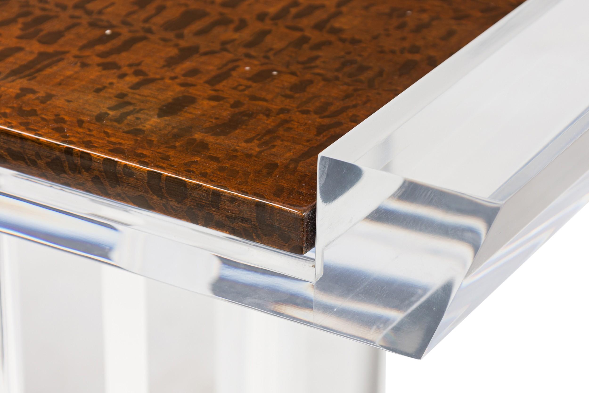 American Contemporary Lucite Console Table with Glass Top For Sale 1