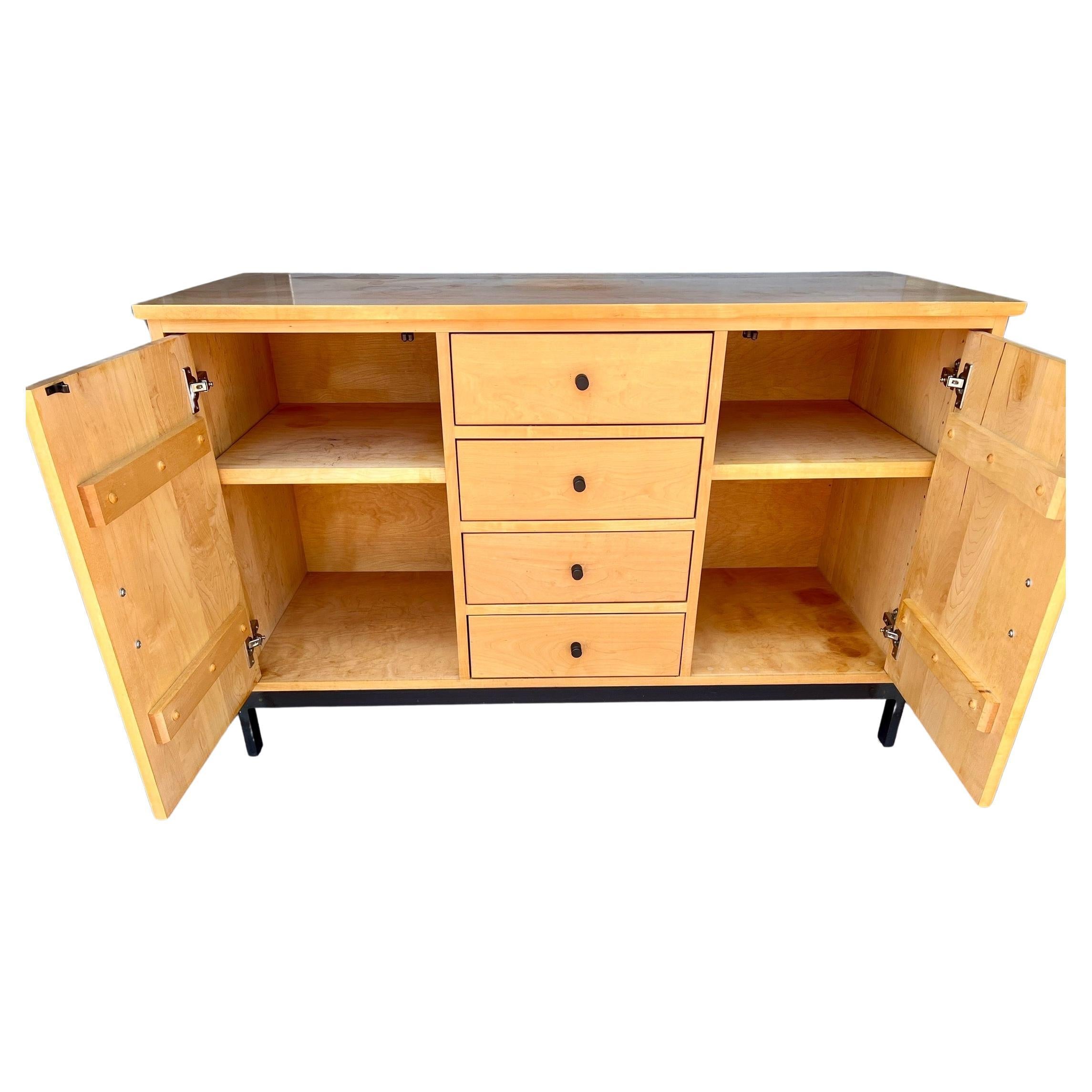 Mid-Century Modern American Contemporary Modern Solid Maple & Steel Credenza By Room & Board