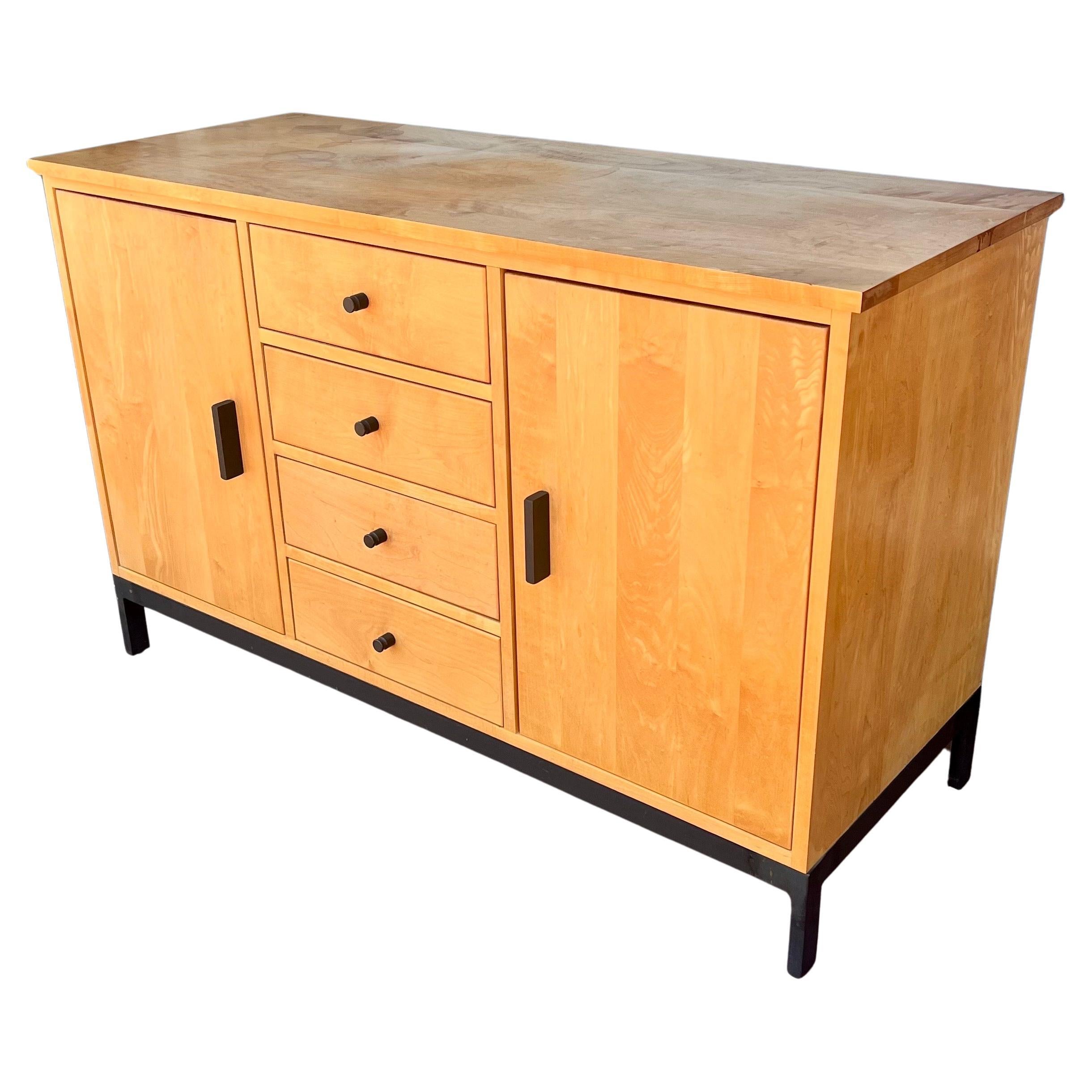 American Contemporary Modern Solid Maple & Steel Credenza By Room & Board In Good Condition In San Diego, CA
