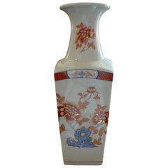 American Contemporary Porcelain Vase with Painted Glazed Flowers