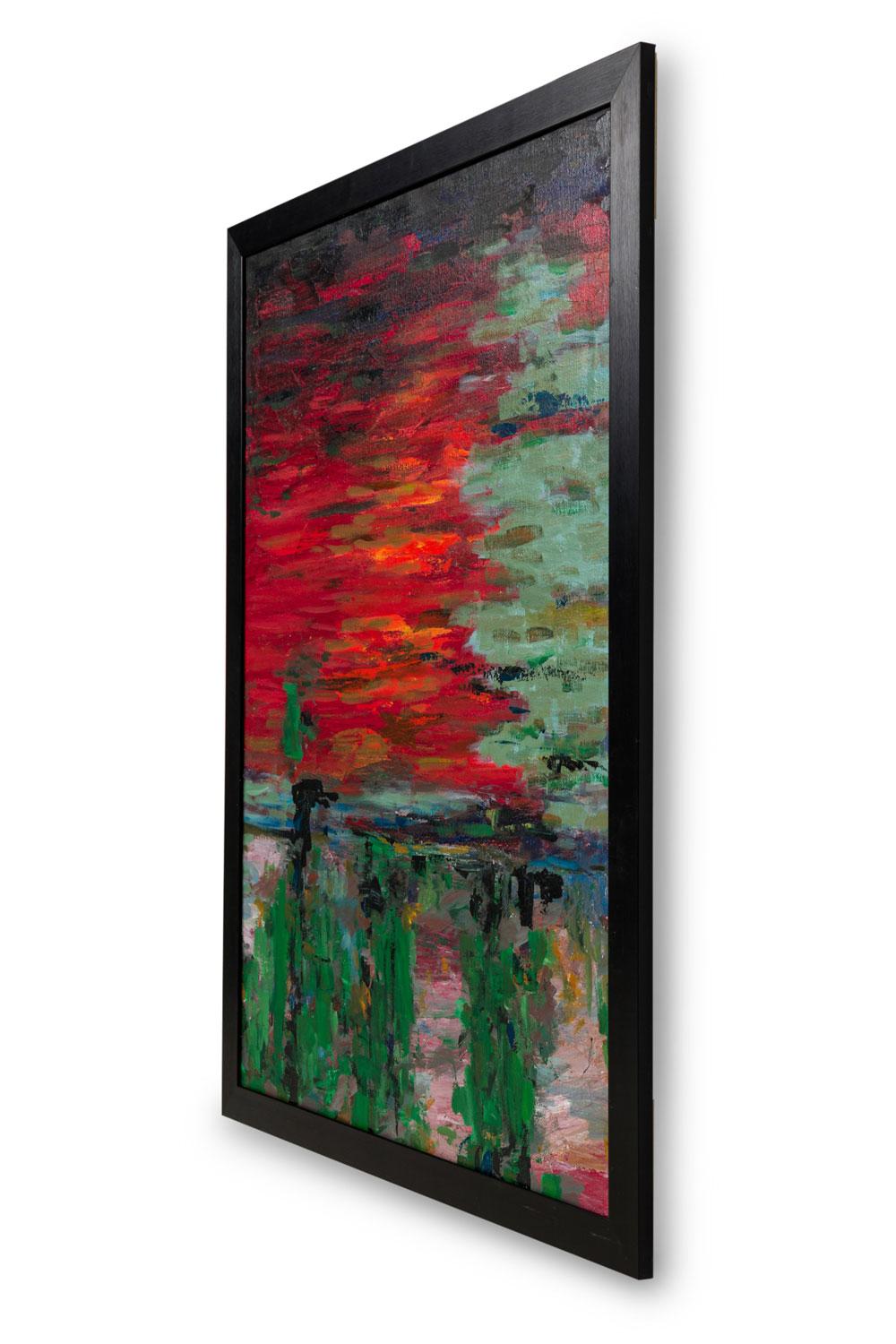 Amerikanische zeitgenössische abstrakte Acryl auf Leinwand Gemälde von kräuselnden Reflexionen