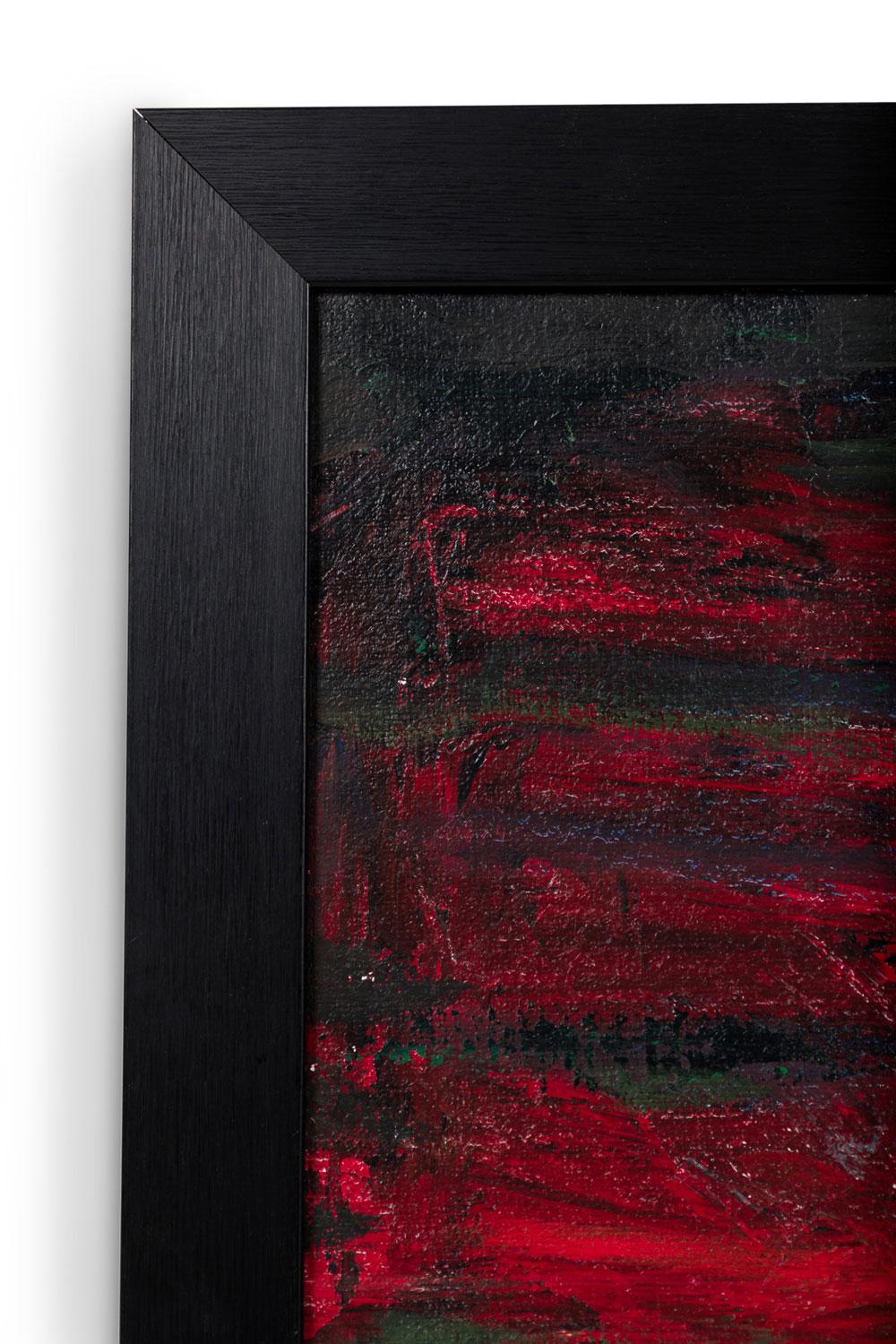 American Contemporary Red and Green Abstract Acrylic on Canvas (Moderne) im Angebot