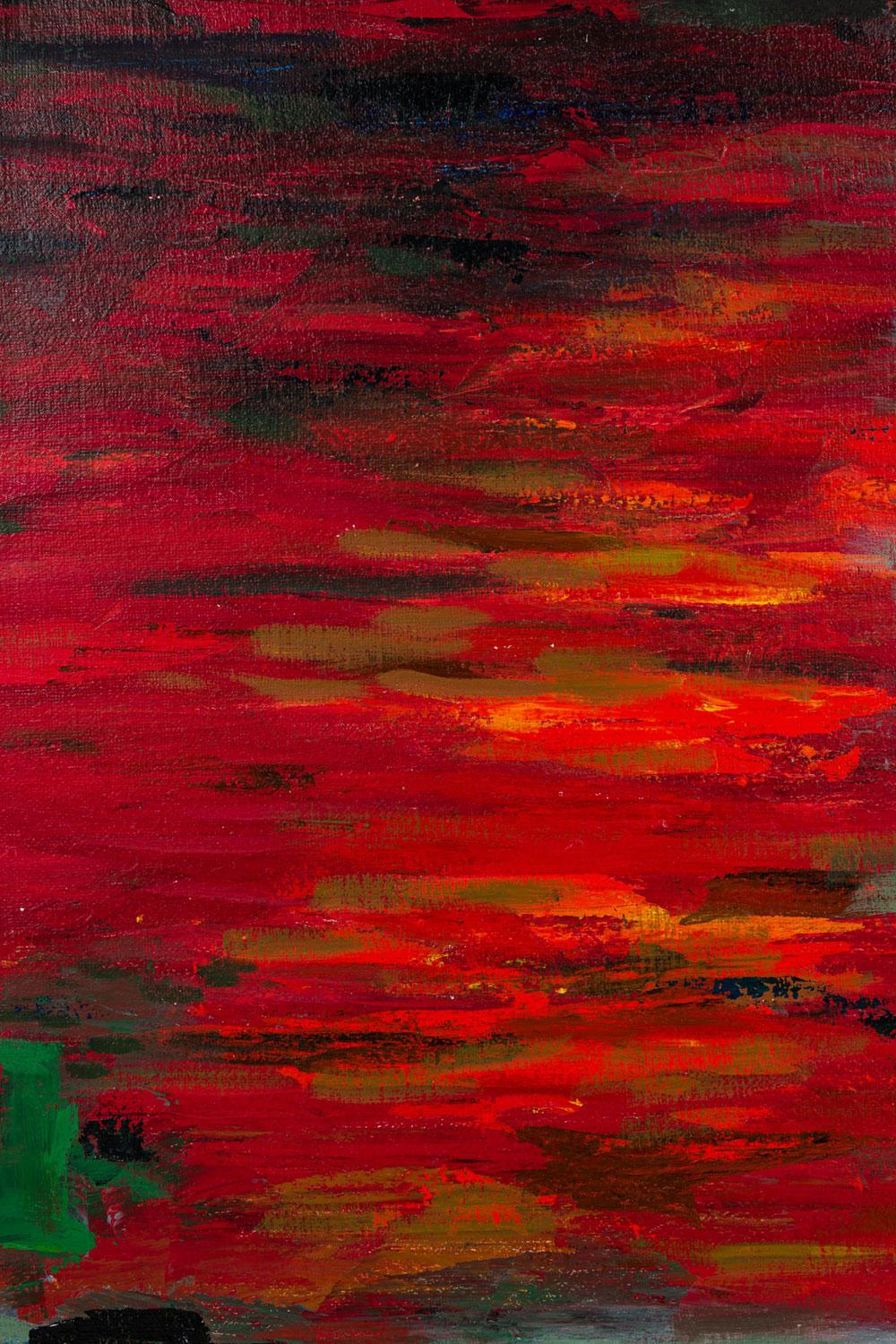 American Contemporary Red and Green Abstract Acrylic on Canvas (amerikanisch) im Angebot