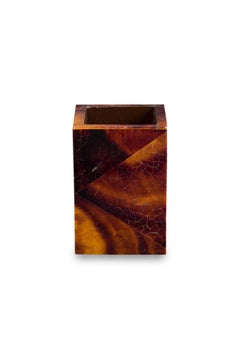 American Contemporary Tiger Eye Veneer pencil holder