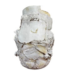 American Contemporary White Abstract Sculptural Ceramic Vessel