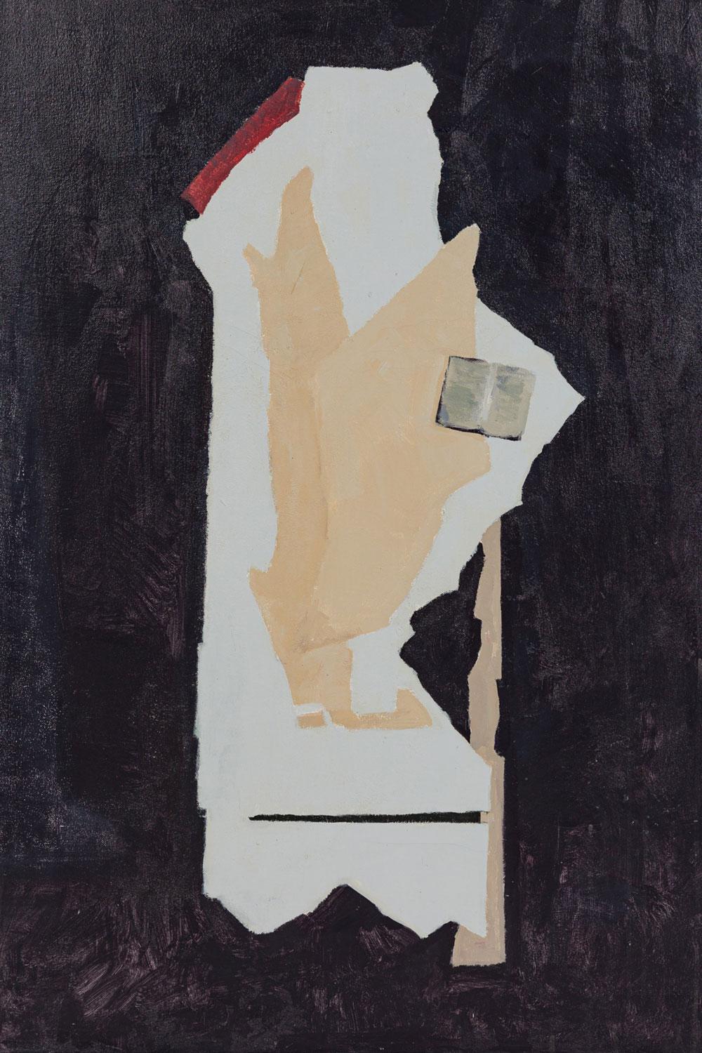 Américain Peinture contemporaine américaine de style collage abstrait jaune et blanc en vente