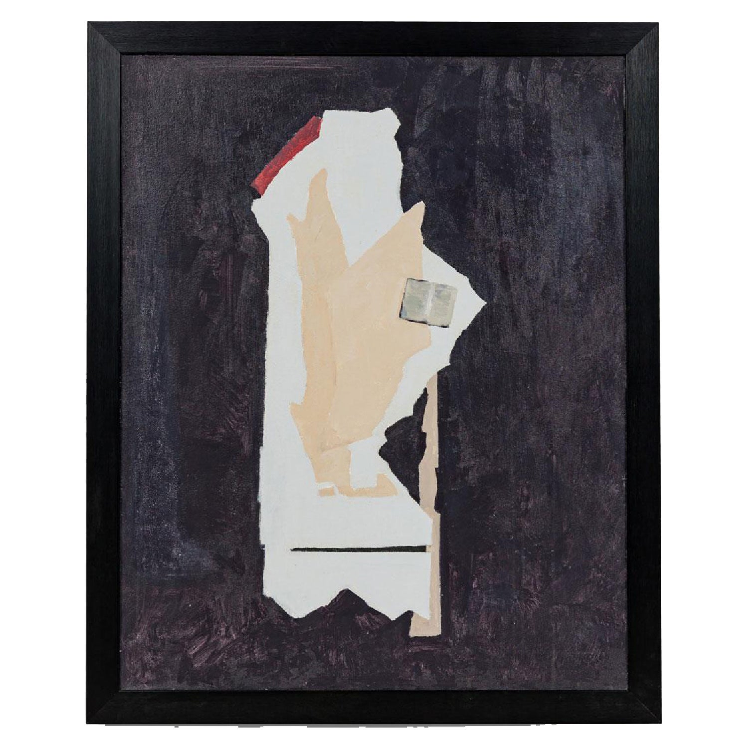 American Contemporary Yellow and White Abstract Collage Style Painting