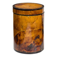 American ContemporaryTiger Eye Veneer cylindrical container box