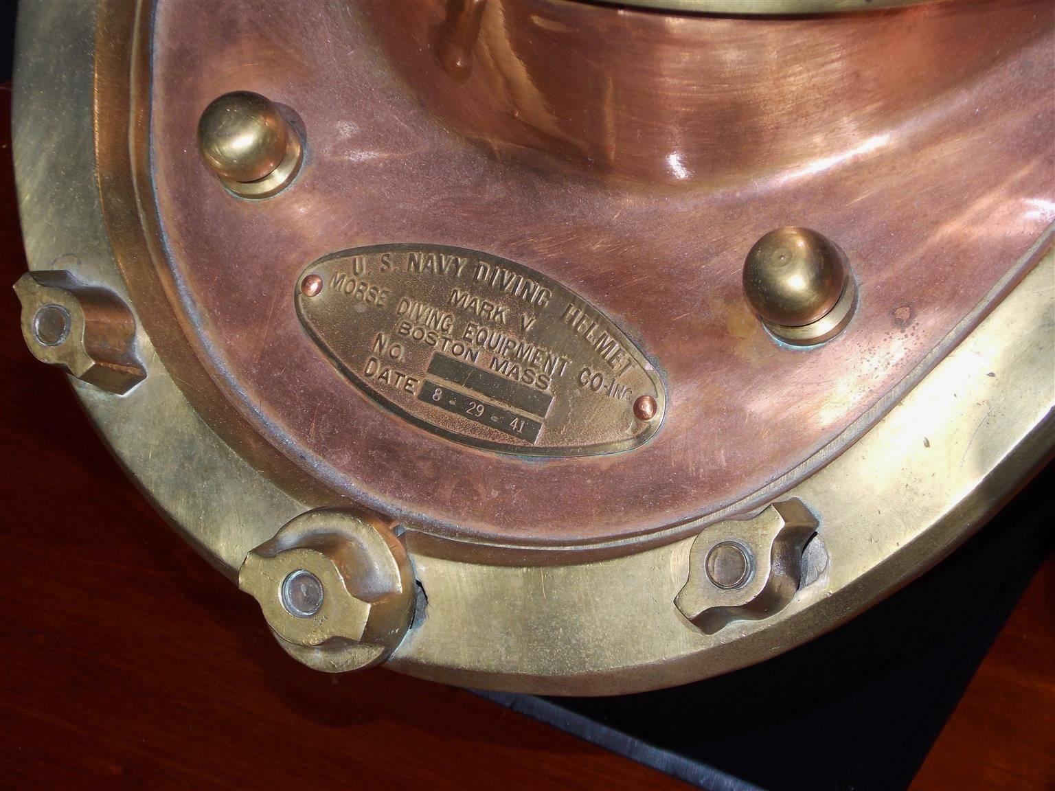 American Empire American Copper and Brass Replica Naval Diving Helmet, Boston, MA. 20th Century