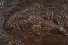 American Copper Low-Relief of a Herd of Bison / Buffalo